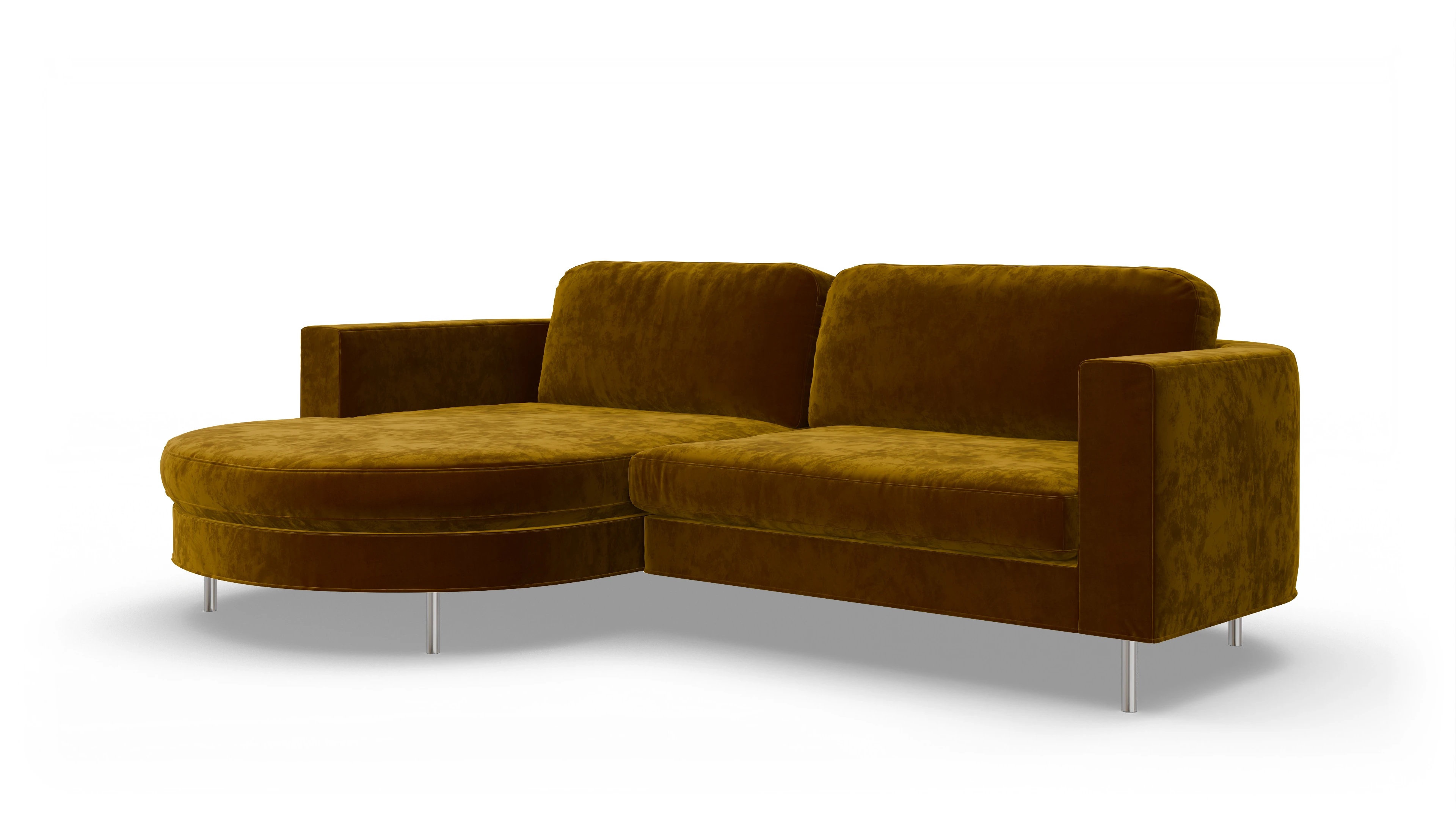 Ansicht des Produktes Girando Sofa mit Rec links in Samt gelb