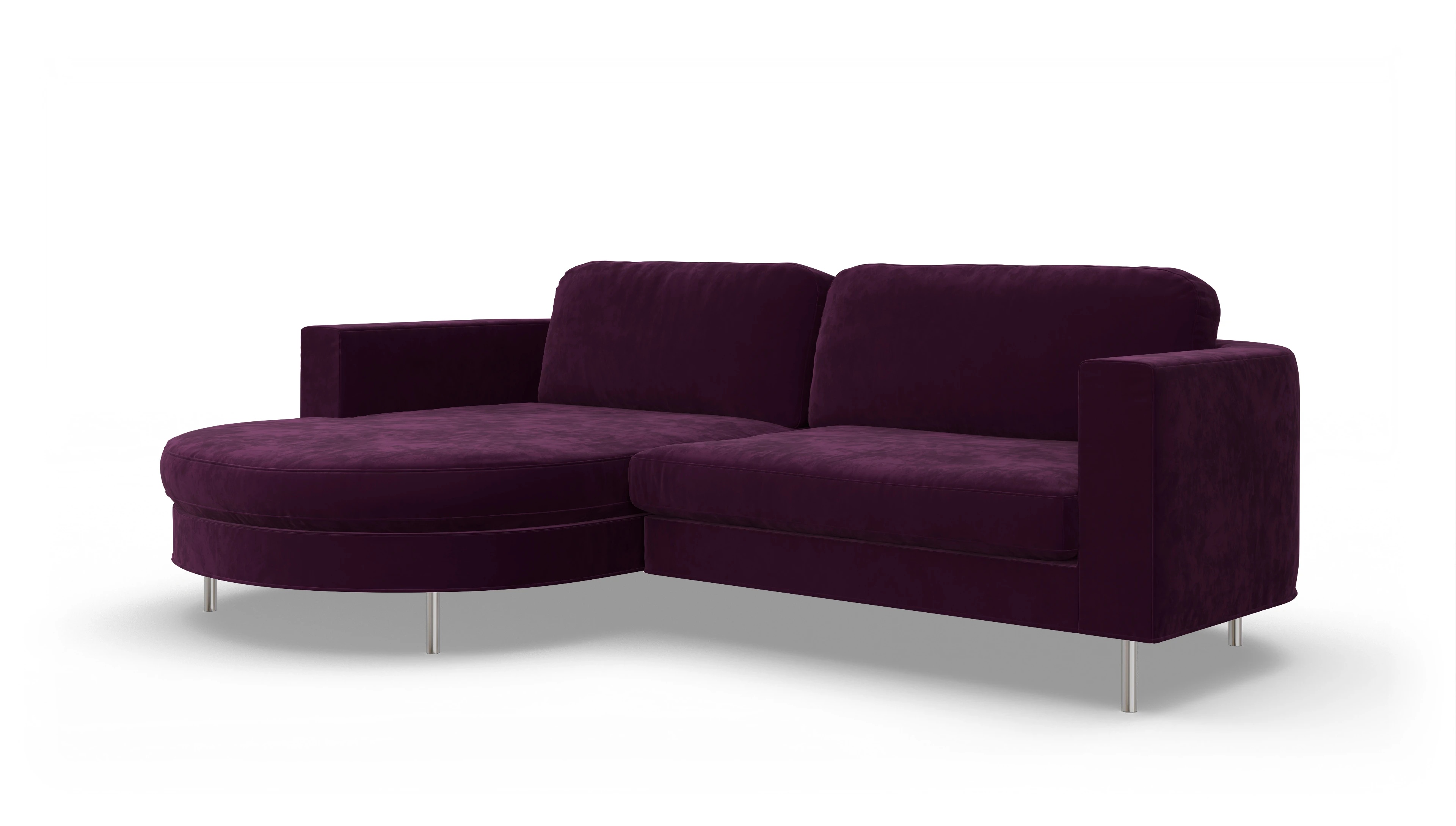 Ansicht des Produktes Girando Sofa mit Rec links in Samt rot