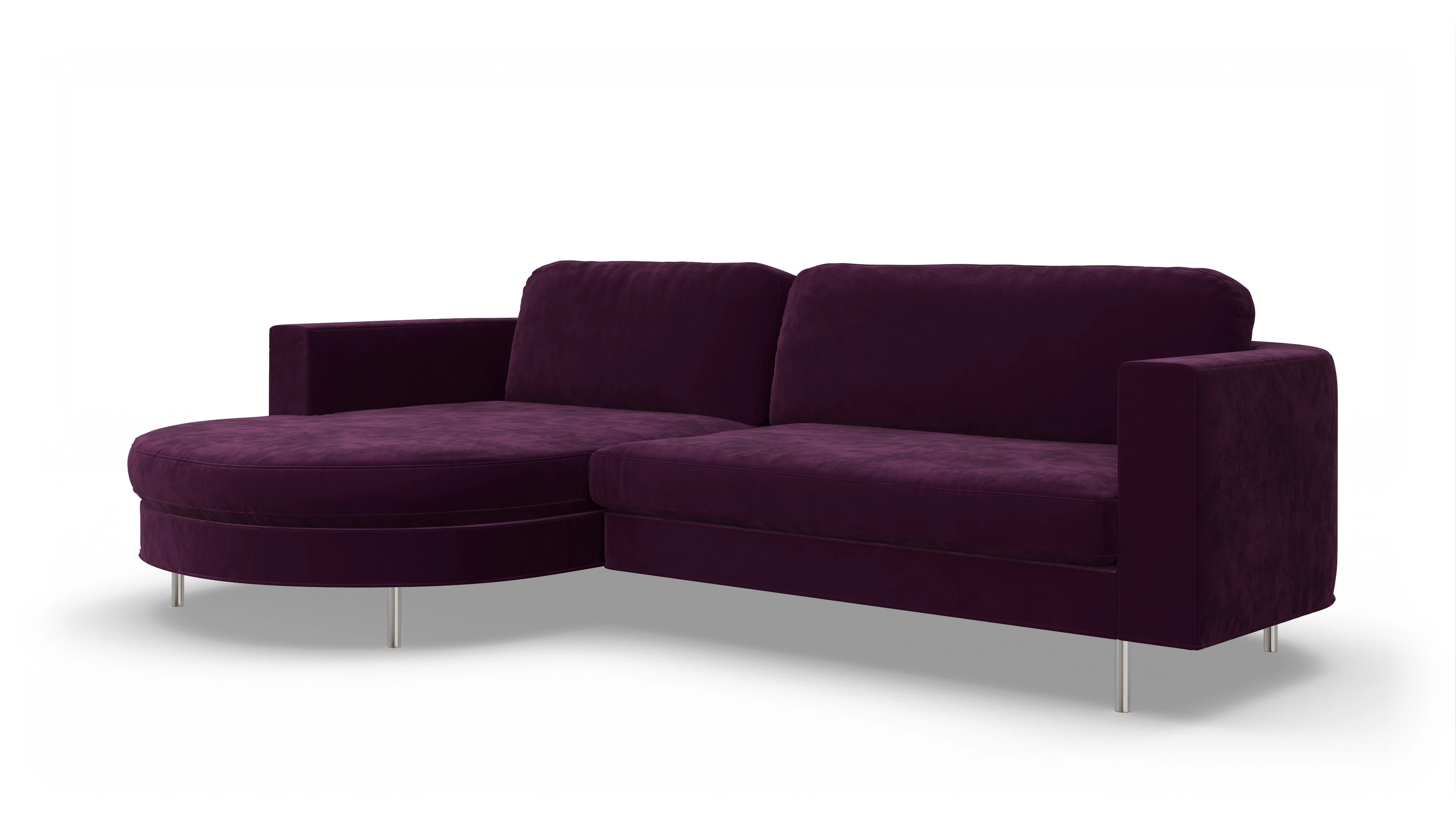 Ansicht des Produktes Girando Sofa mit Rec links in Samt rot