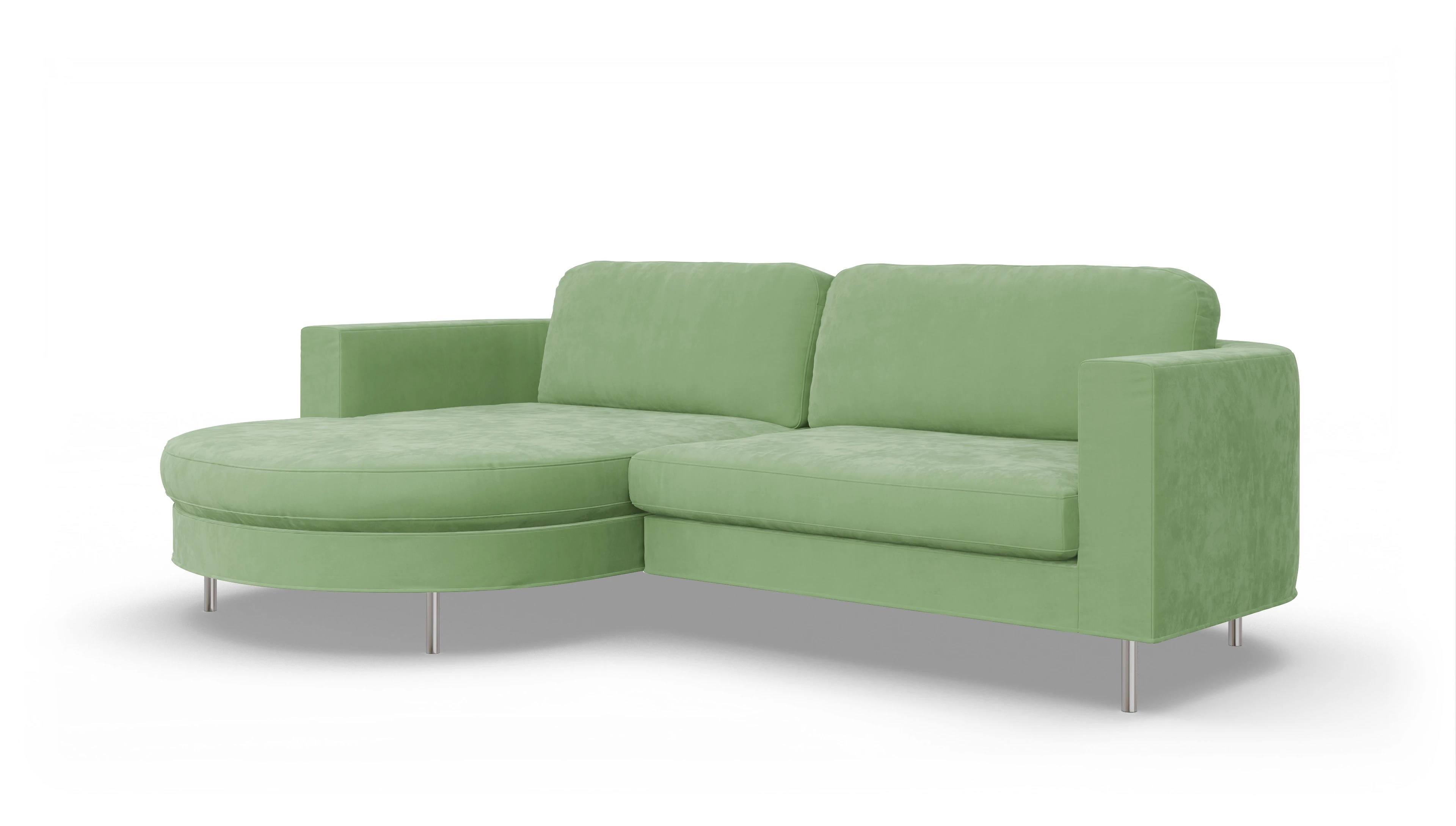 Ansicht des Produktes Girando Sofa mit Rec links in Samt grün