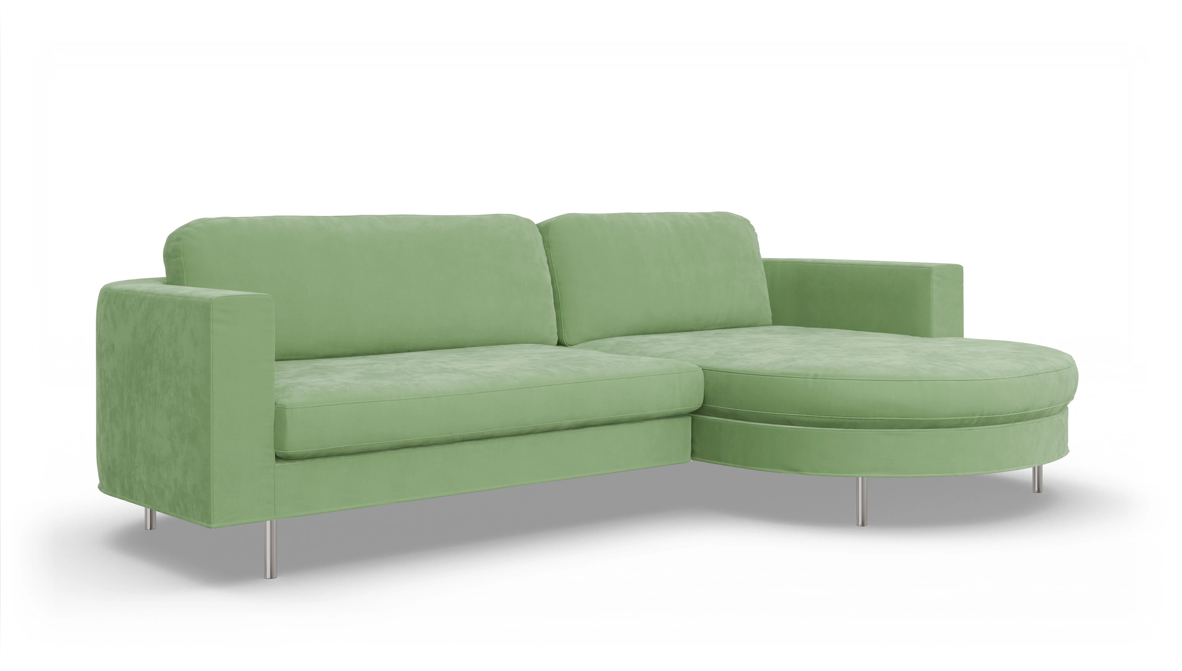 Ansicht des Produktes Girando Sofa mit Rec rechts in Samt grün