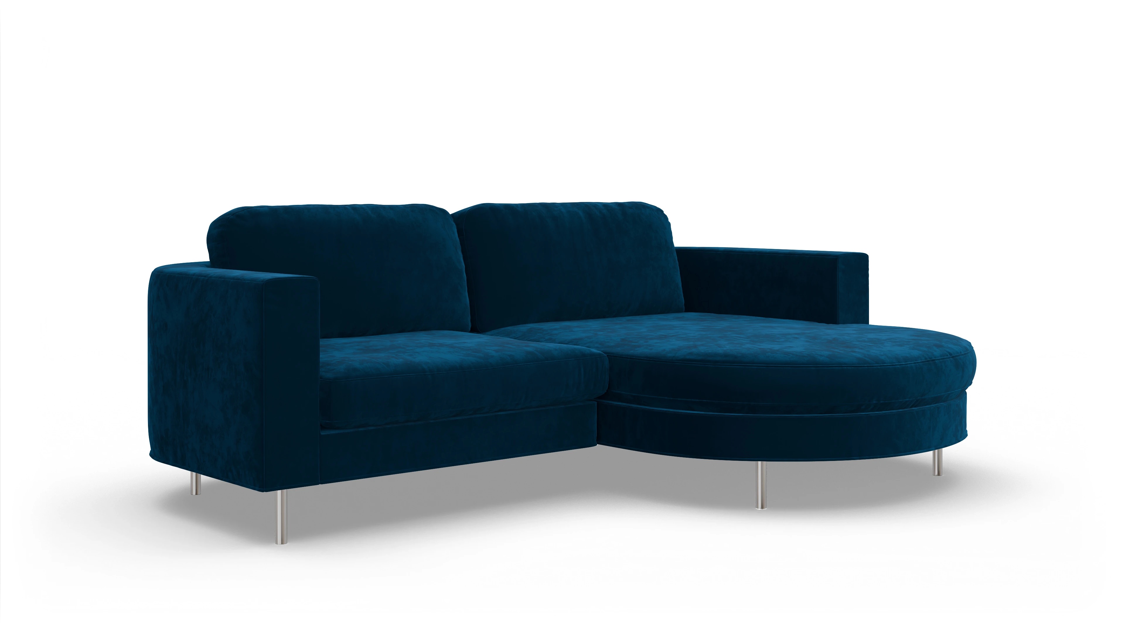 Ansicht des Produktes Girando Sofa mit Rec rechts in Samt blau
