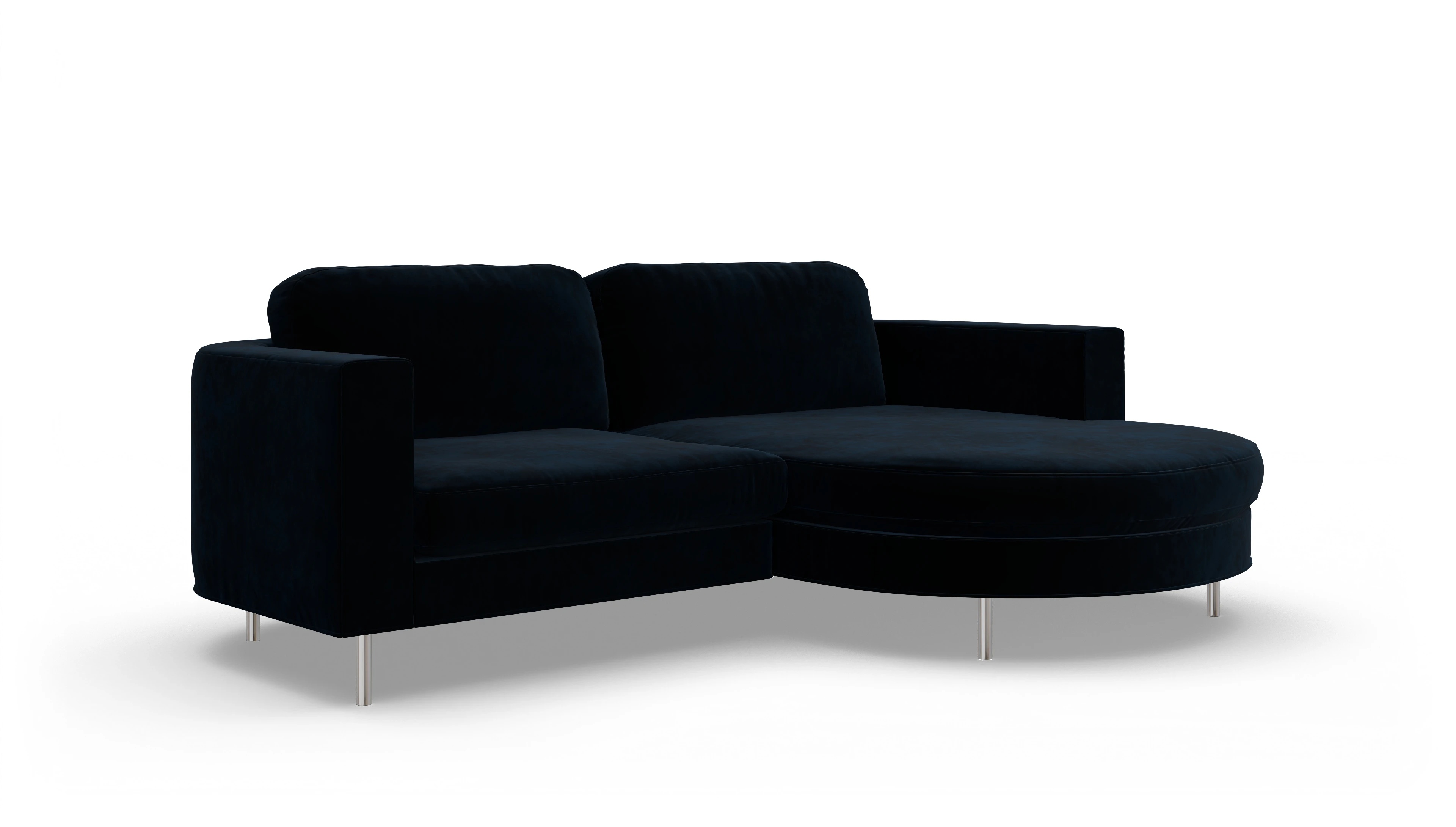 Ansicht des Produktes Girando Sofa mit Rec rechts in Samt blau