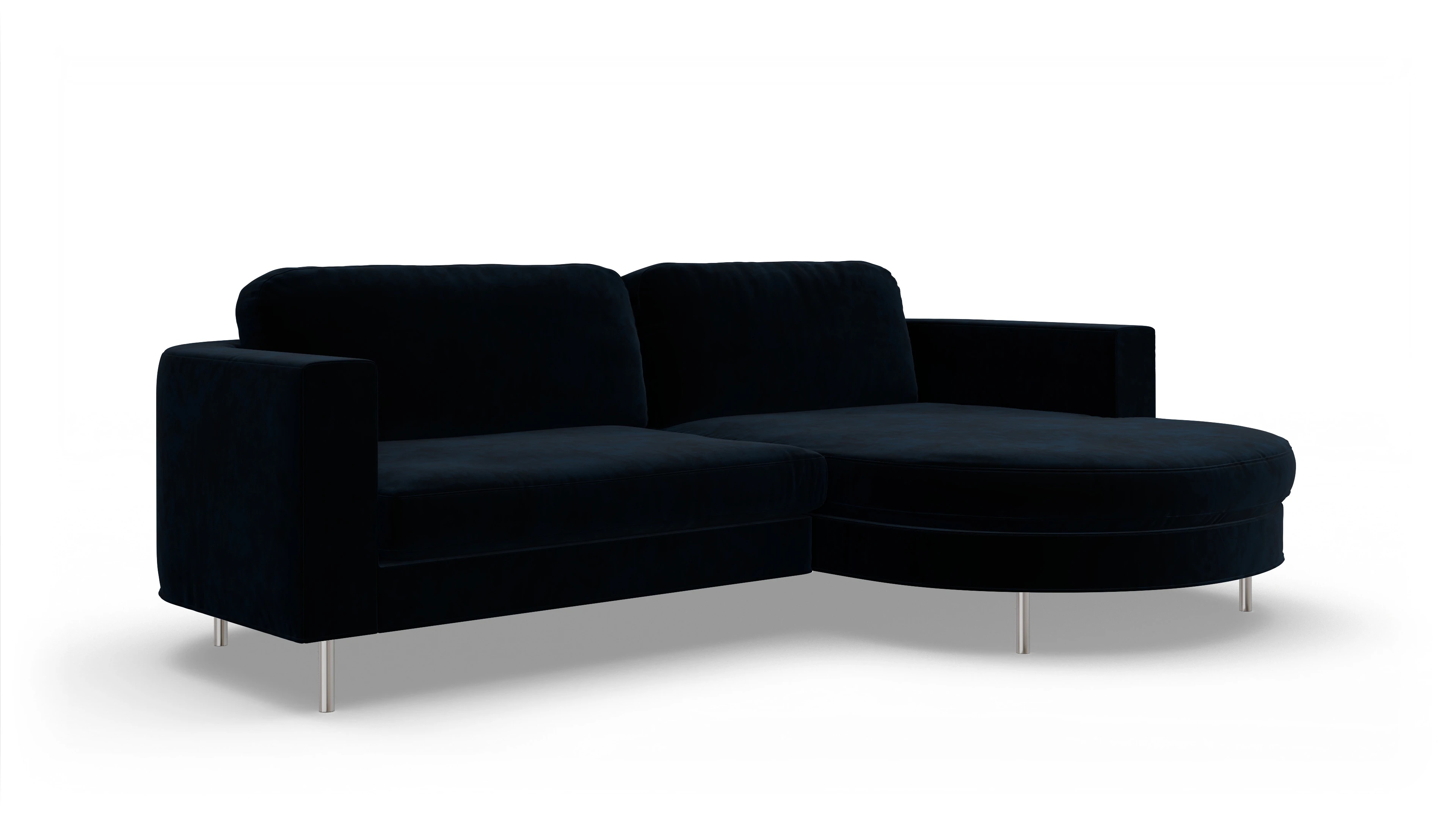 Ansicht des Produktes Girando Sofa mit Rec rechts in Samt blau