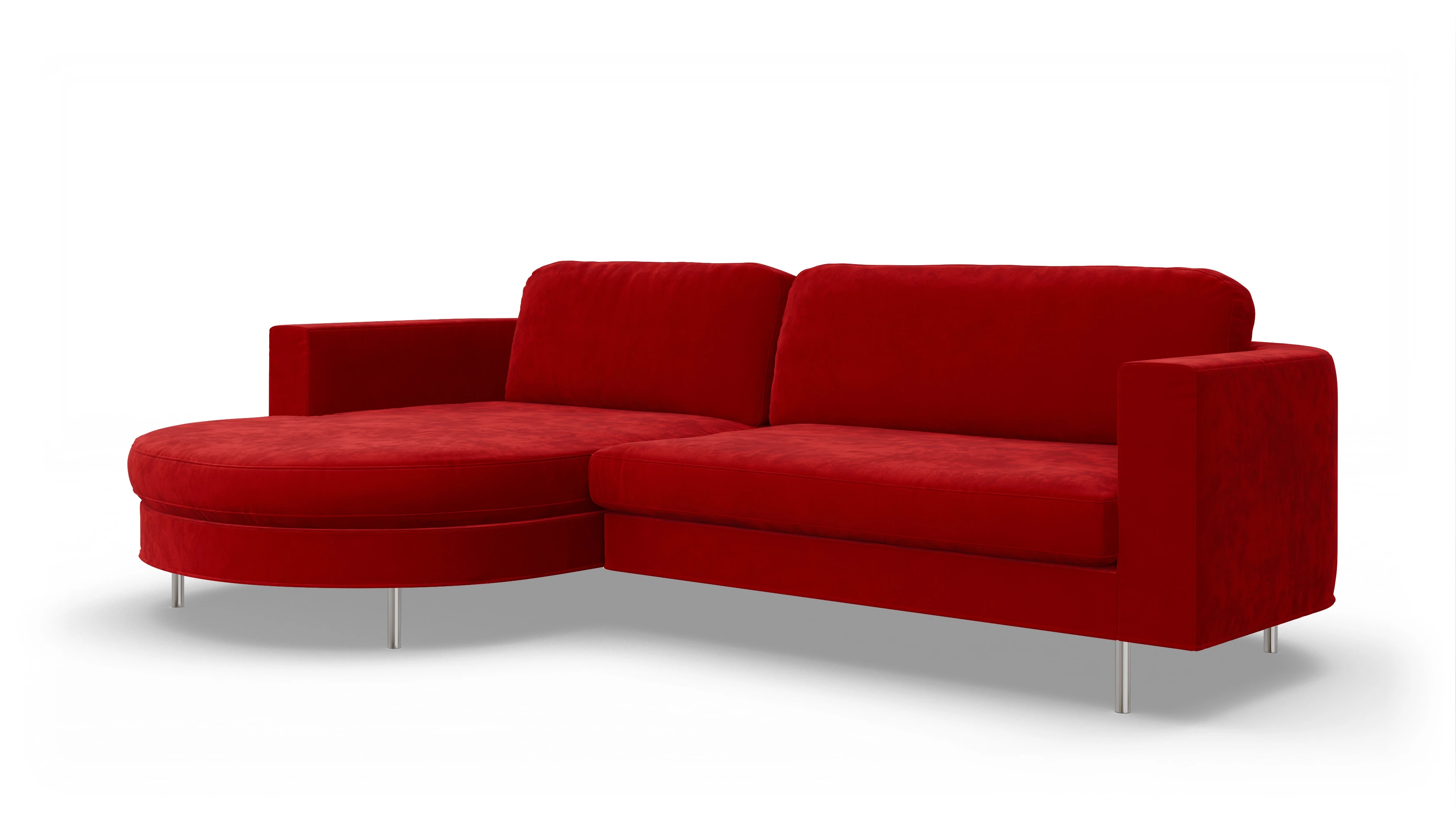 Ansicht des Produktes Girando Sofa mit Rec links in Samt rot