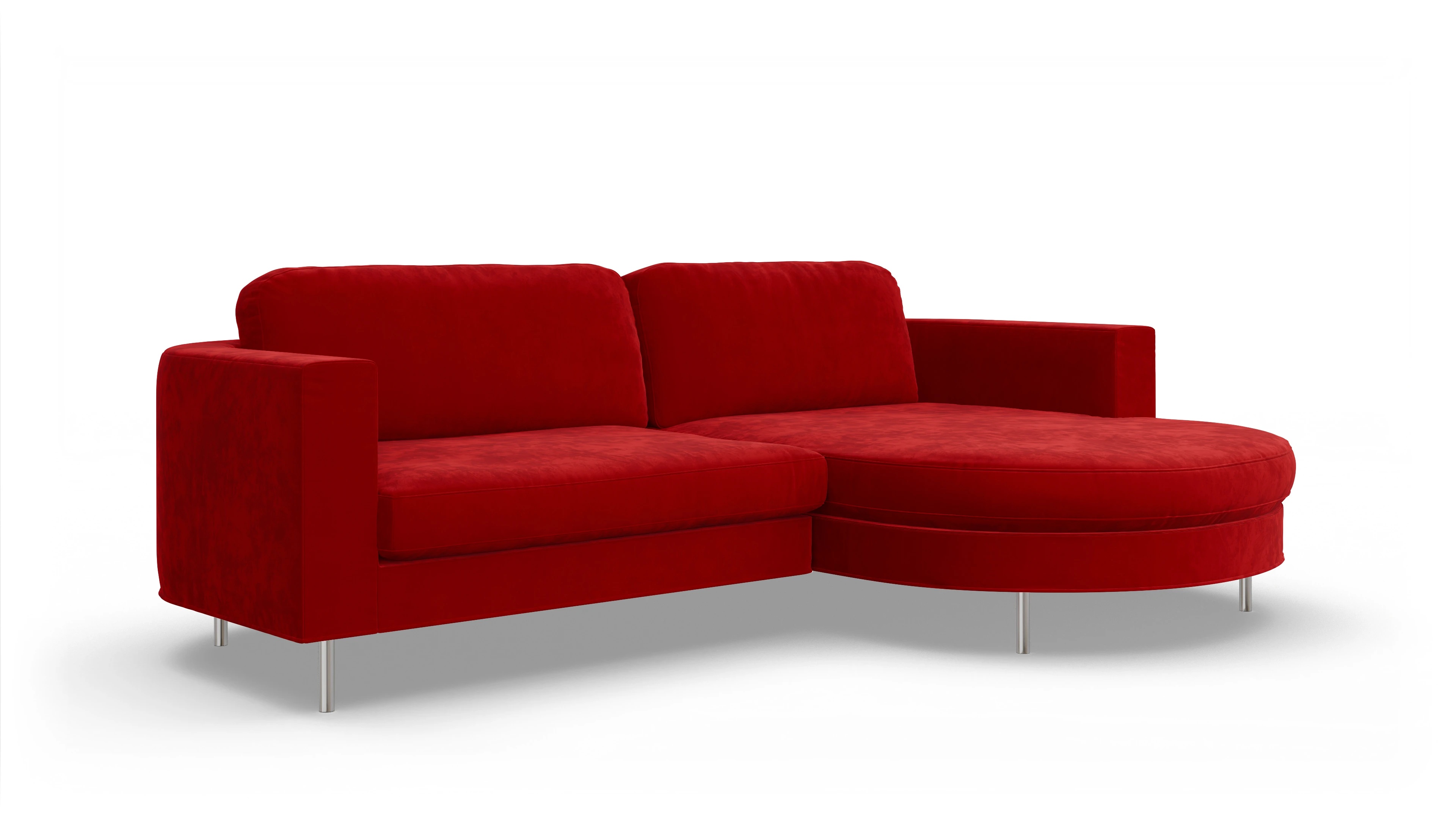 Designer-Stoffsofa Girando Ansicht des Produktes Girando Sofa mit Rec rechts in Samt rot
