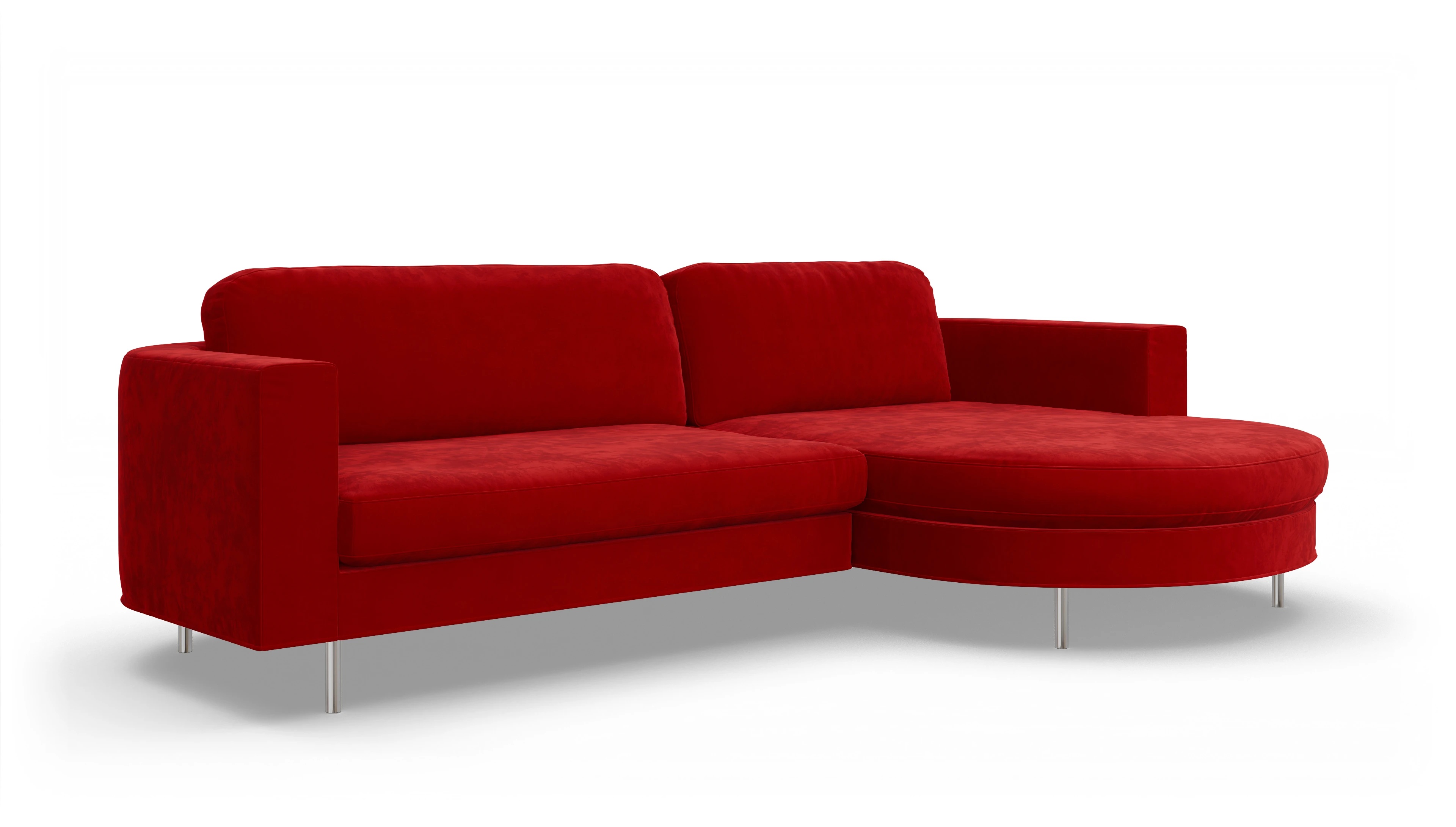 Ansicht des Produktes Girando Sofa mit Rec rechts in Samt rot