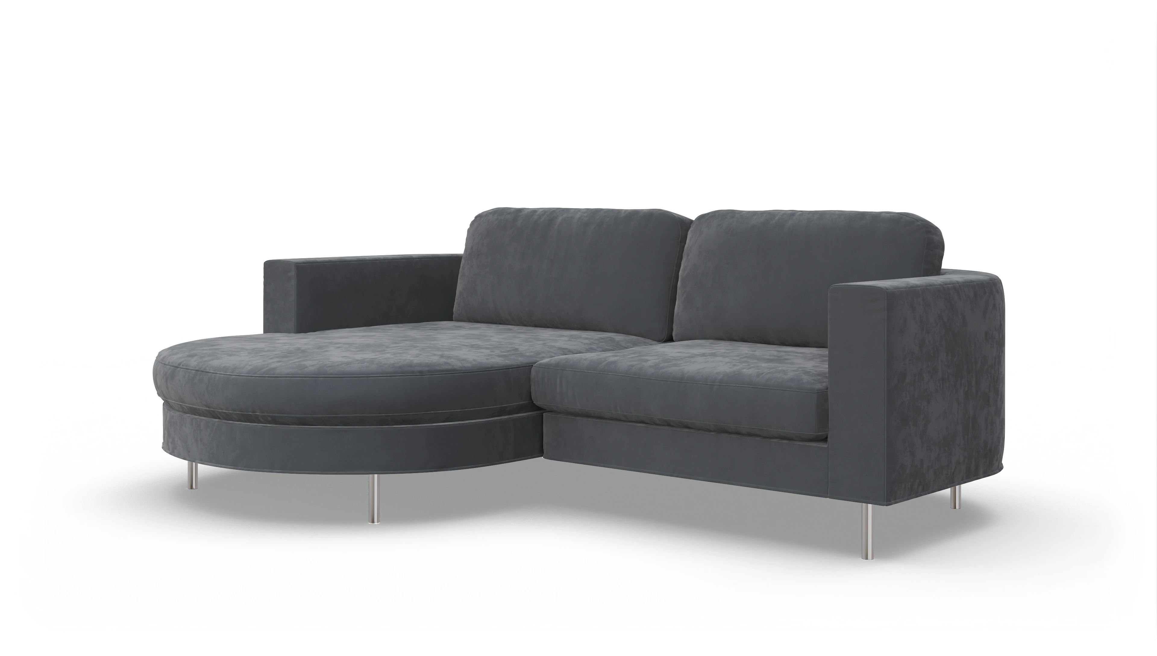 Ansicht des Produktes Girando Sofa mit Rec links in Samt grau