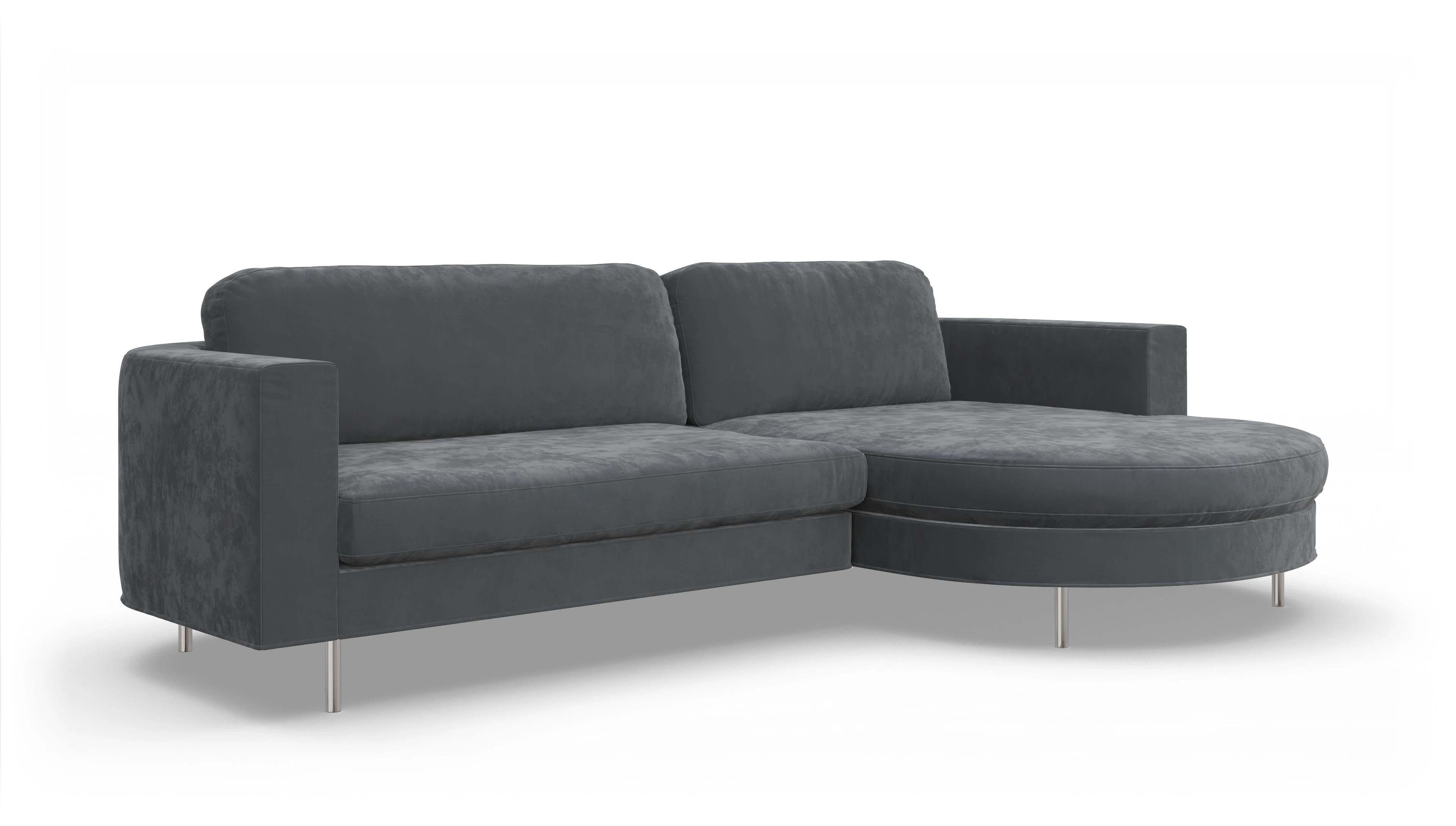 Ansicht des Produktes Girando Sofa mit Rec rechts in Samt grau