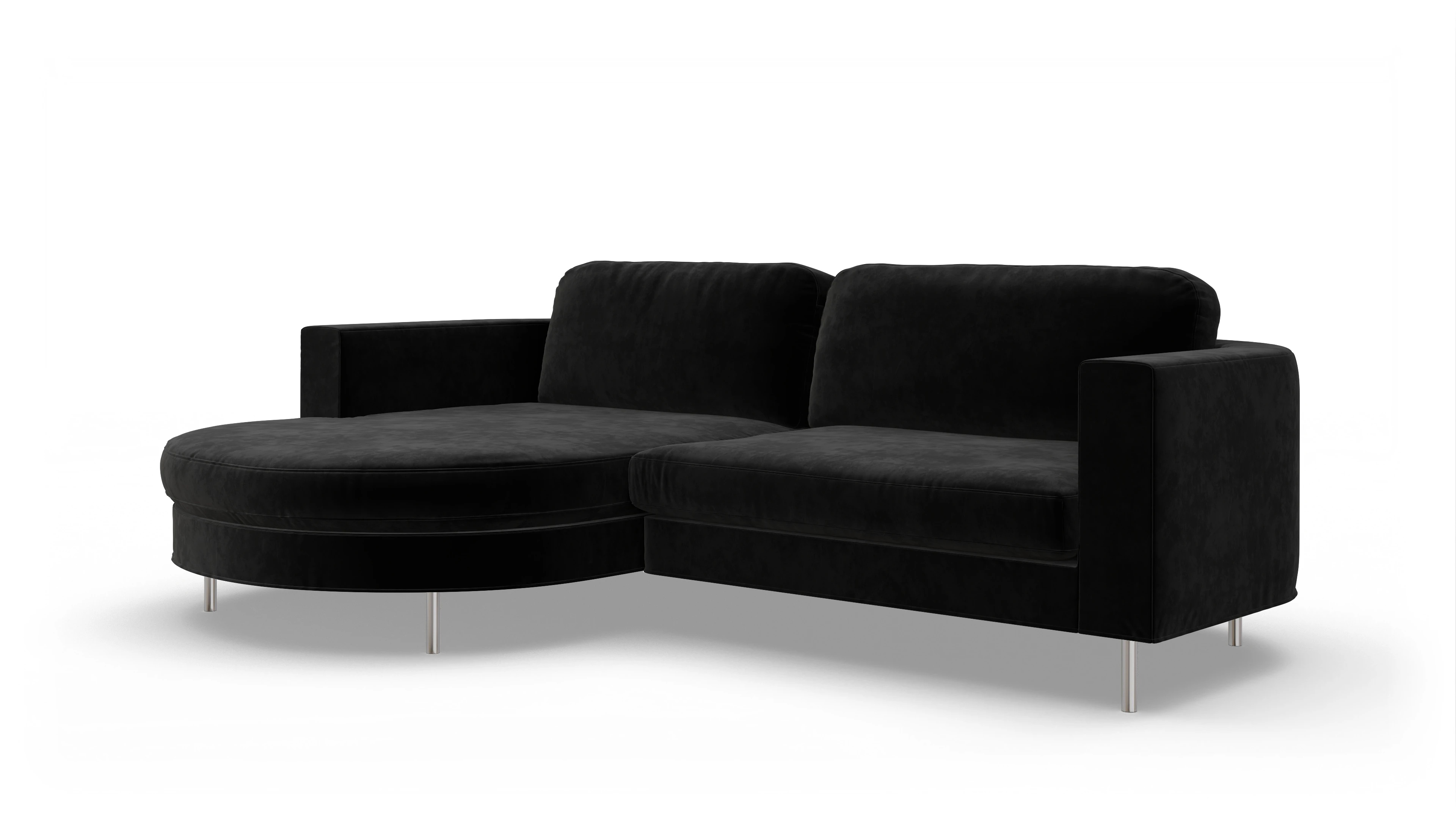 Ansicht des Produktes Girando Sofa mit Rec links in Samt schwarz