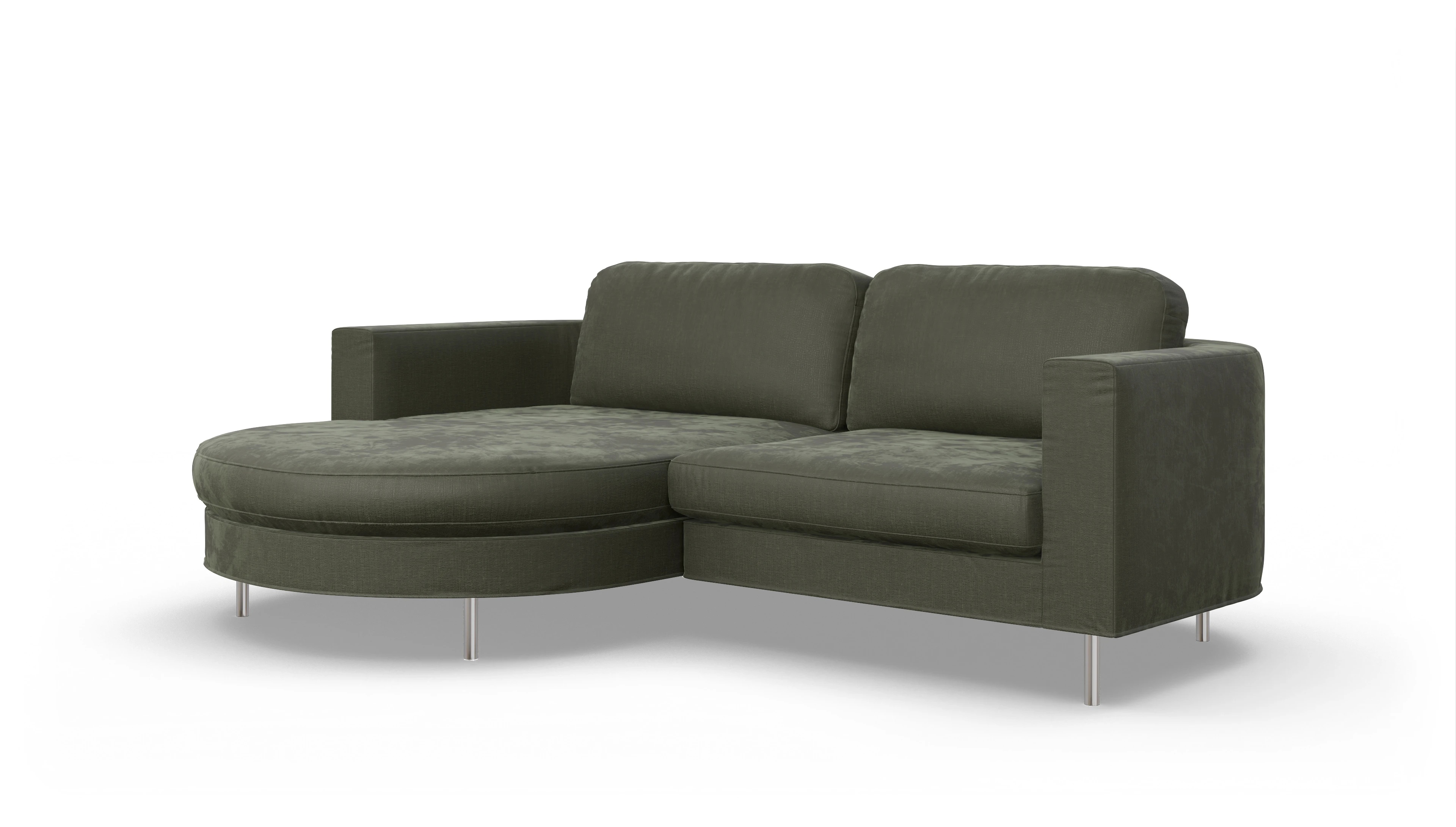 Ansicht des Produktes Girando Sofa mit Rec links in Stoff grün