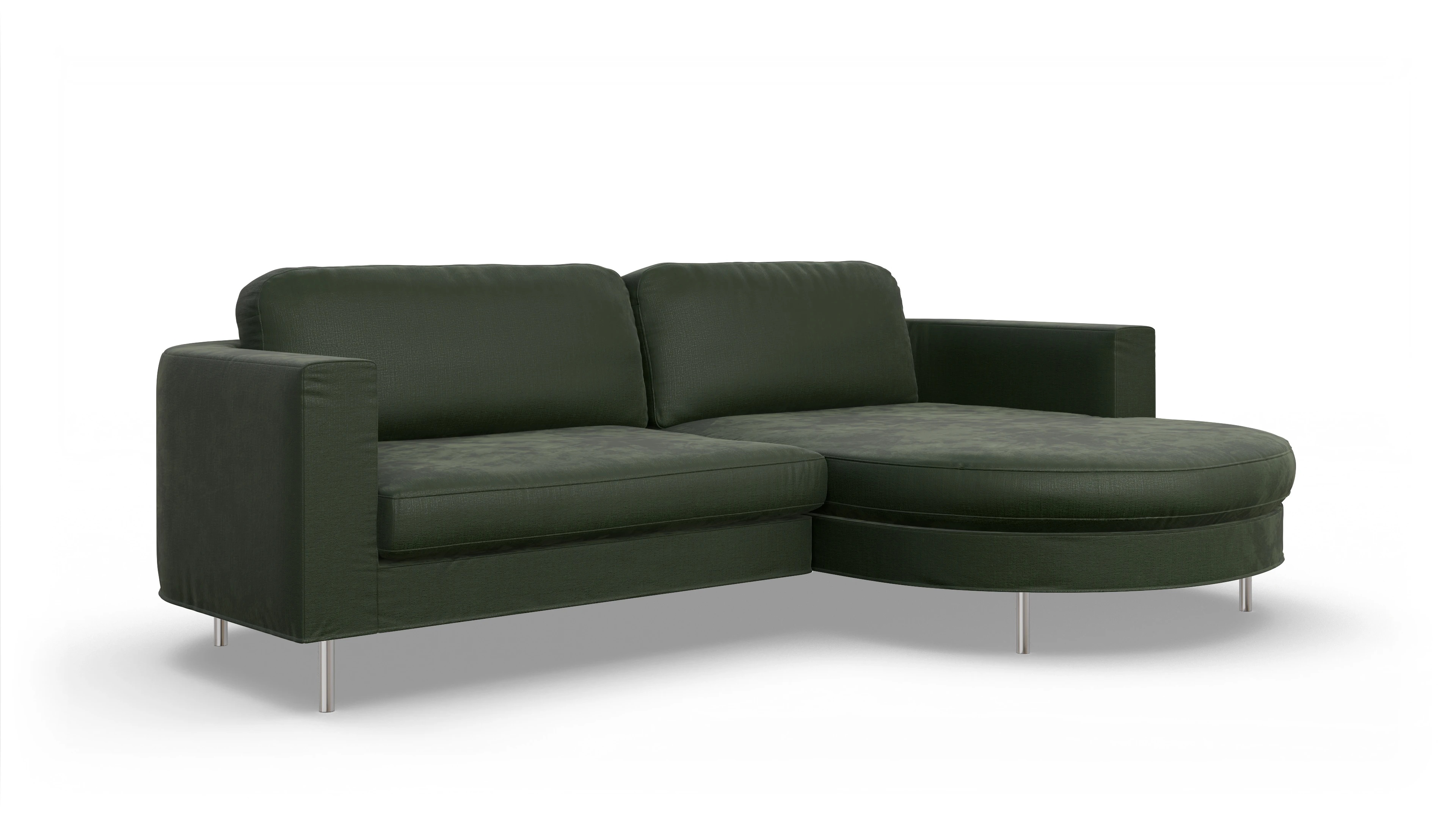 Designer-Stoffsofa Girando Ansicht des Produktes Girando Sofa mit Rec rechts in Stoff grün