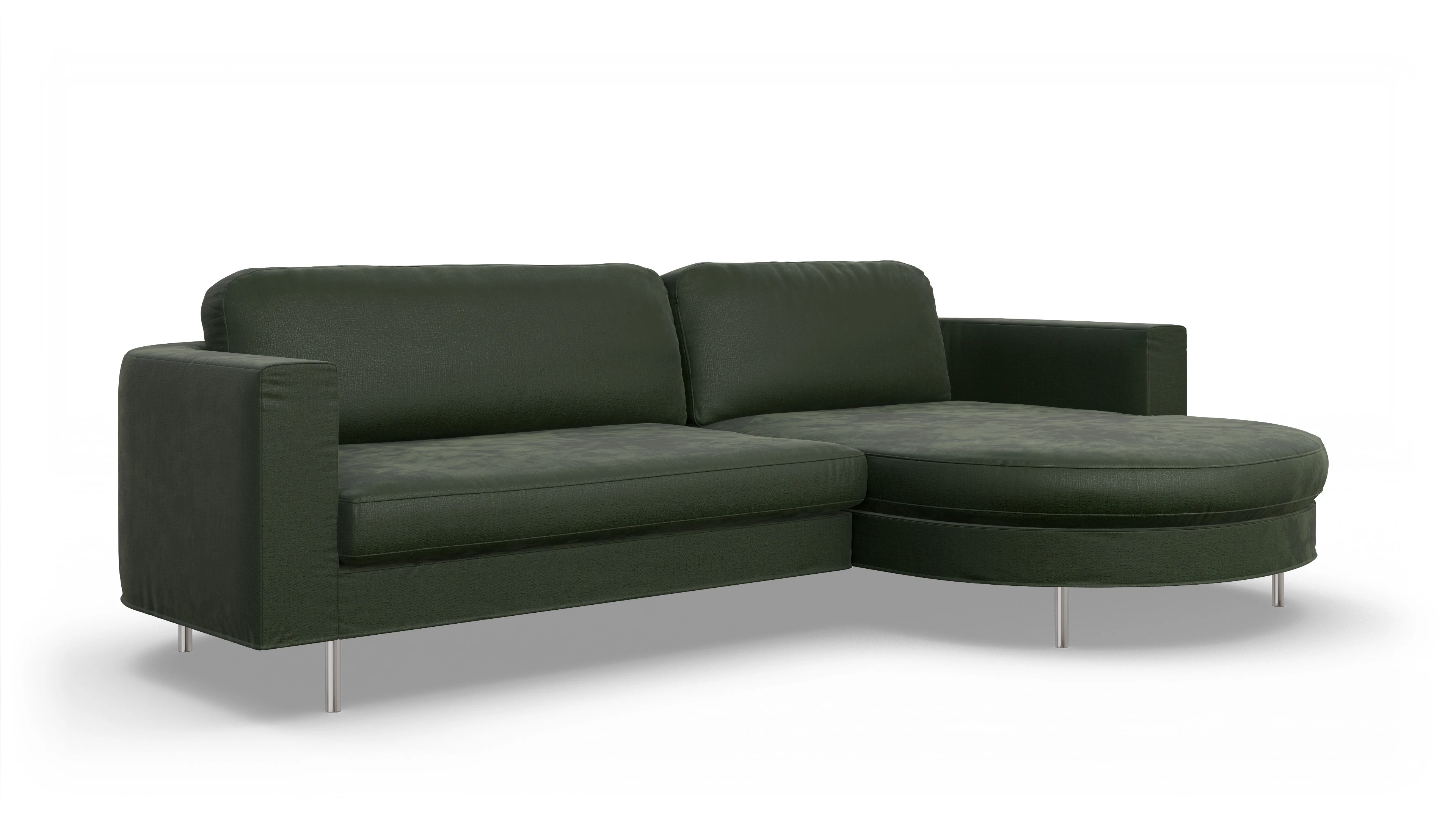 Ansicht des Produktes Girando Sofa mit Rec rechts in Stoff grün