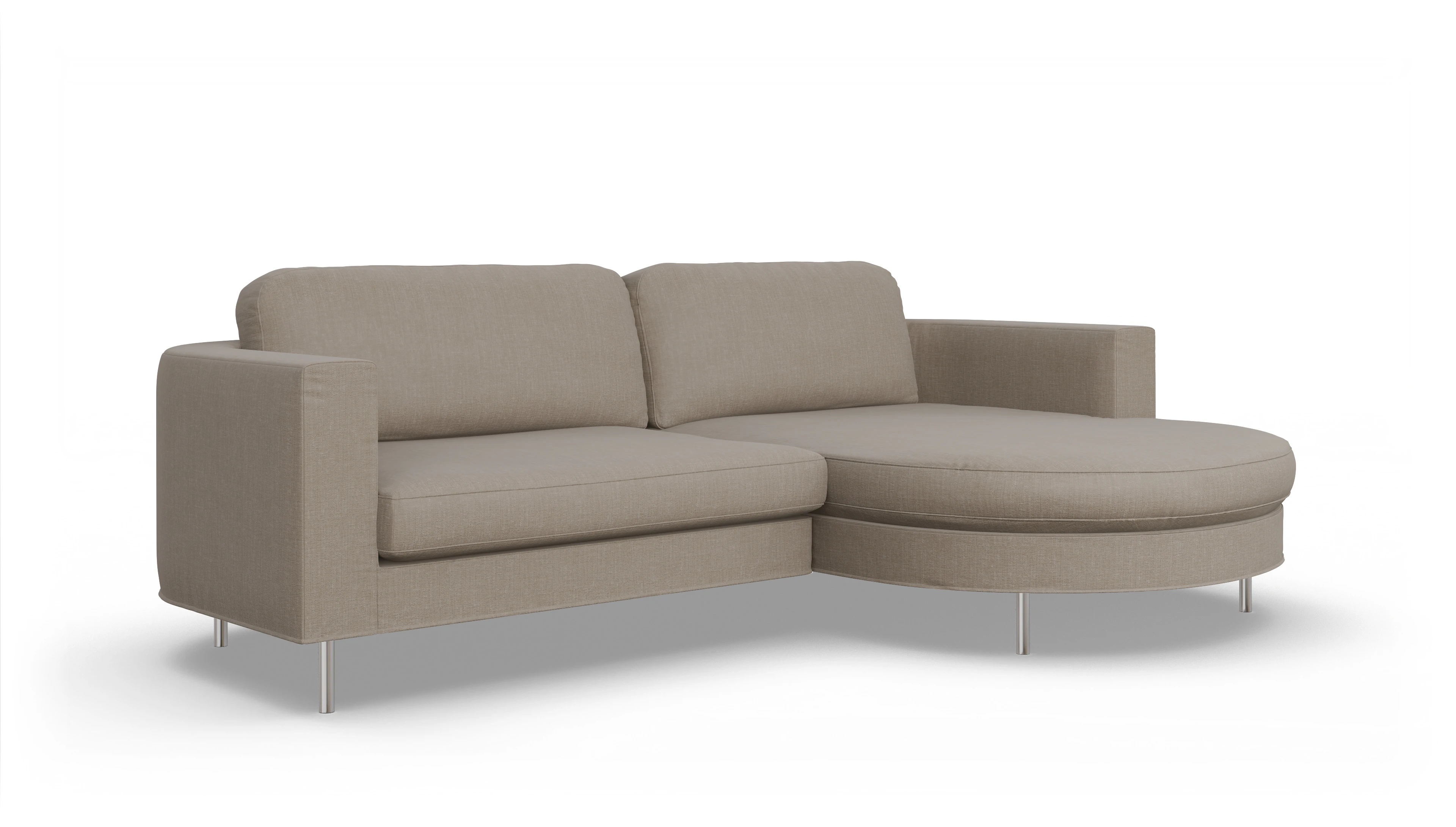 Designer-Stoffsofa Girando Ansicht des Produktes Girando Sofa mit Rec rechts in Stoff braun