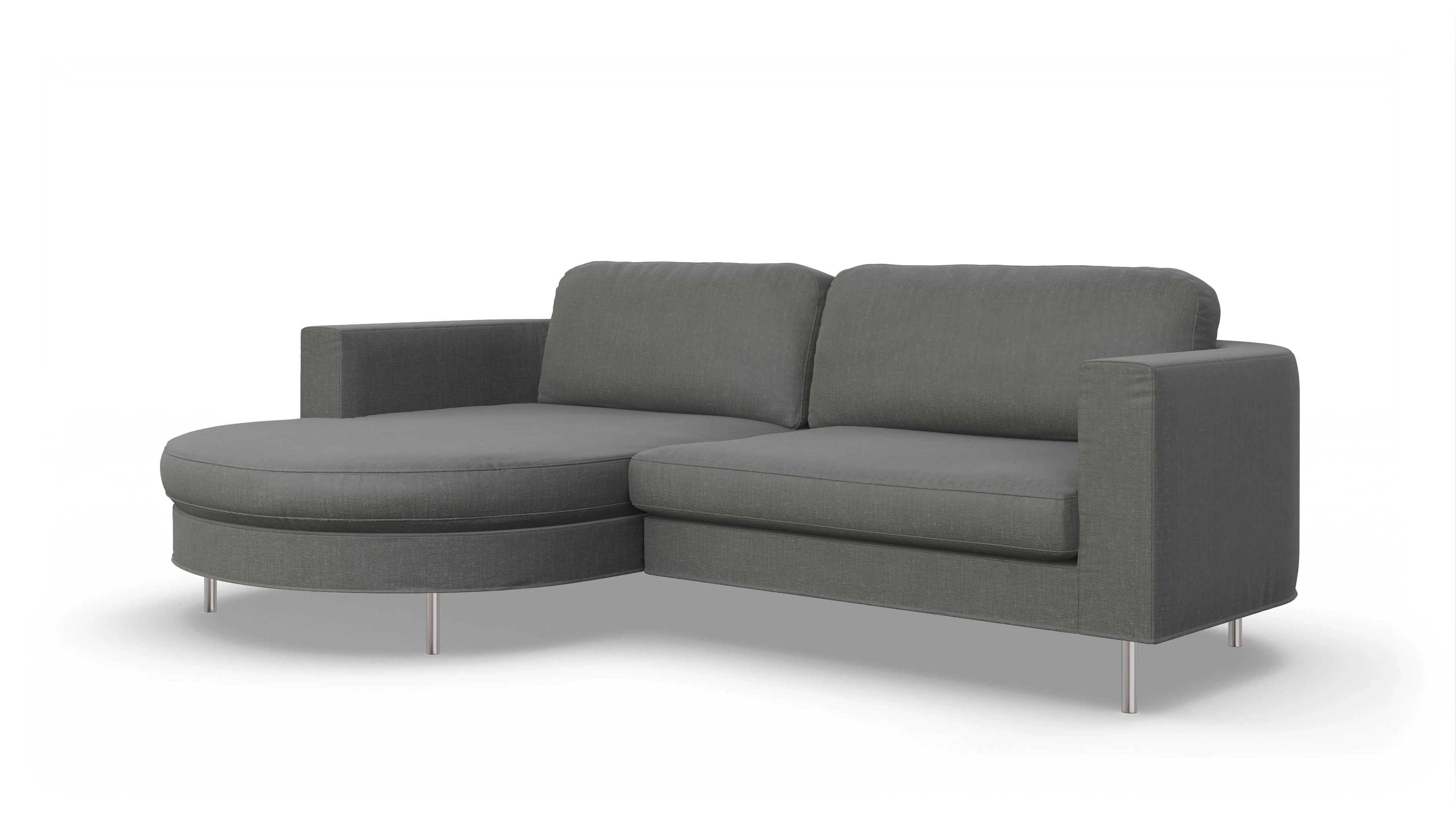 Designer-Stoffsofa Girando Ansicht des Produktes Girando Sofa mit Rec links in Stoff grau