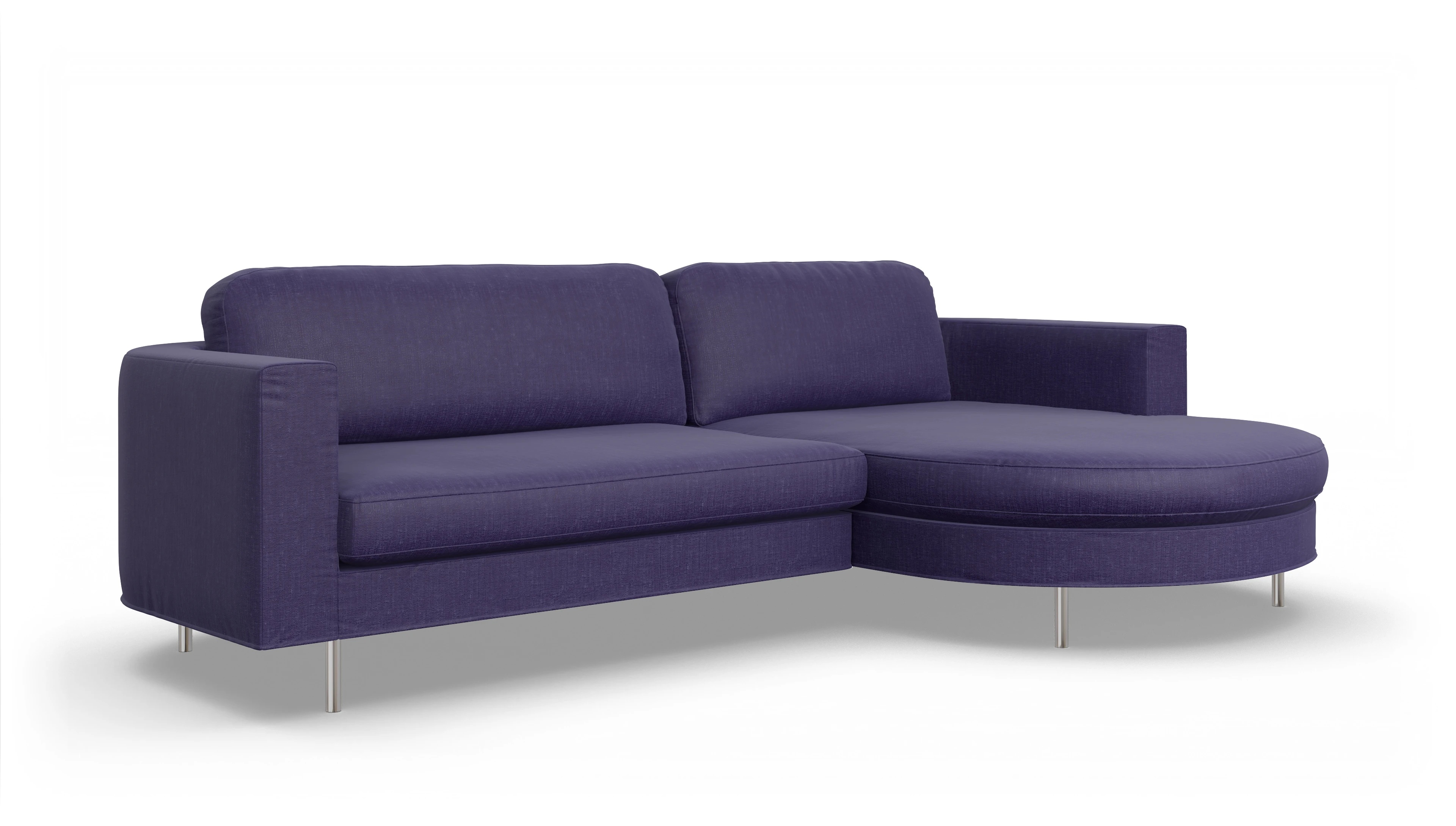 Designer-Stoffsofa Girando Ansicht des Produktes Girando Sofa mit Rec rechts in Stoff blau