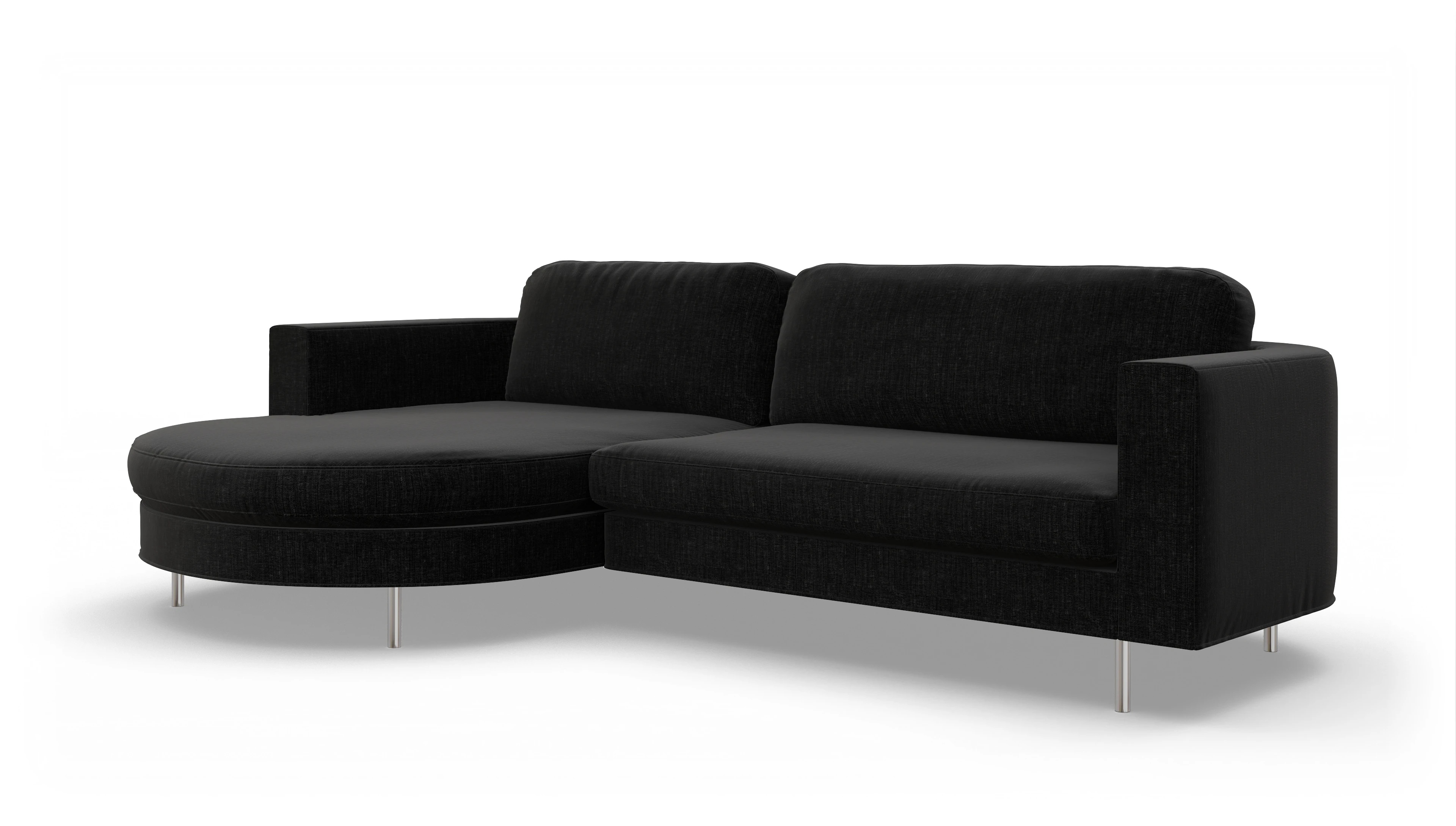 Designer-Stoffsofa Girando Ansicht des Produktes Girando Sofa mit Rec links in Stoff schwarz