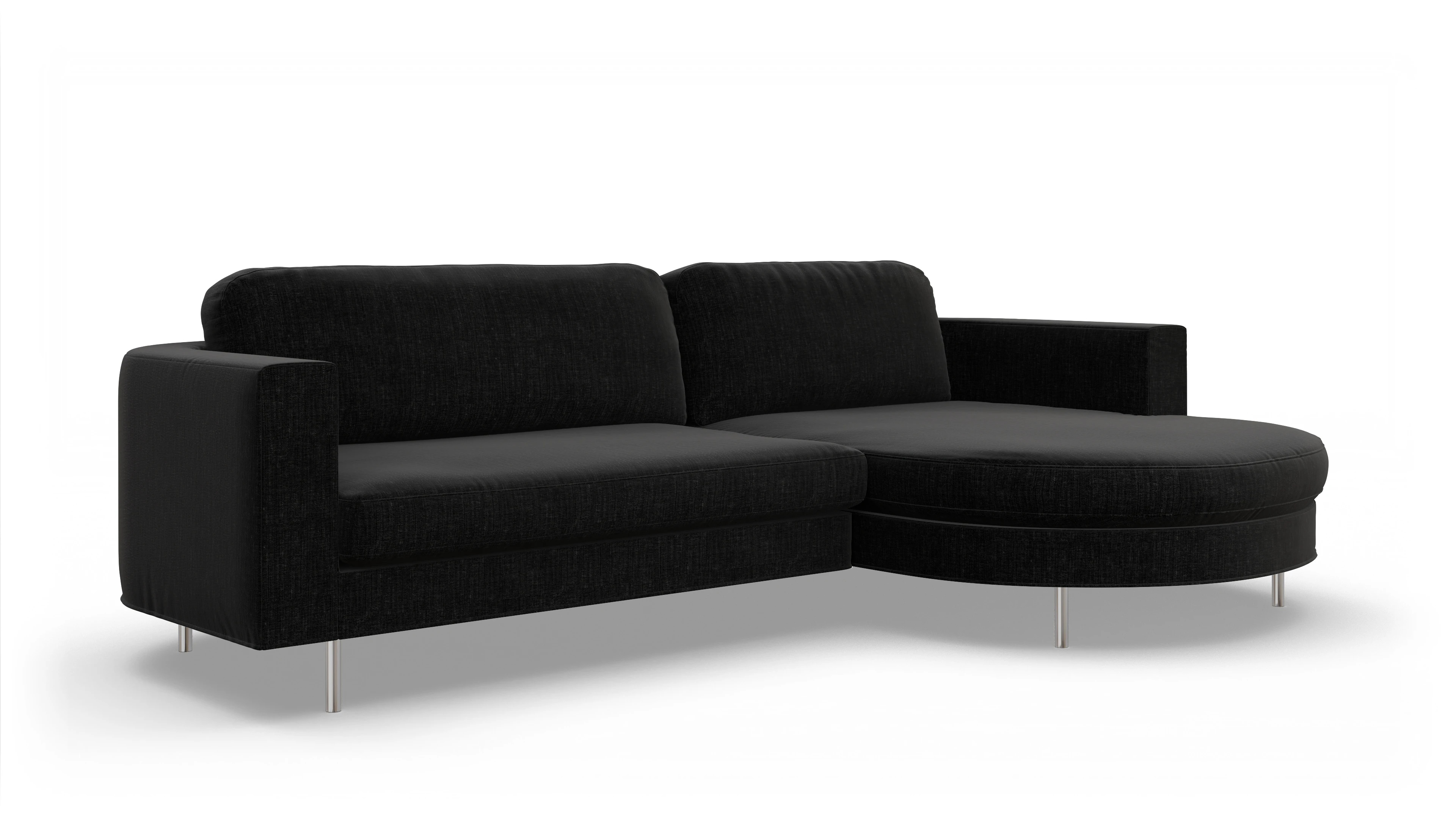 Ansicht des Produktes Girando Sofa mit Rec rechts in Stoff schwarz