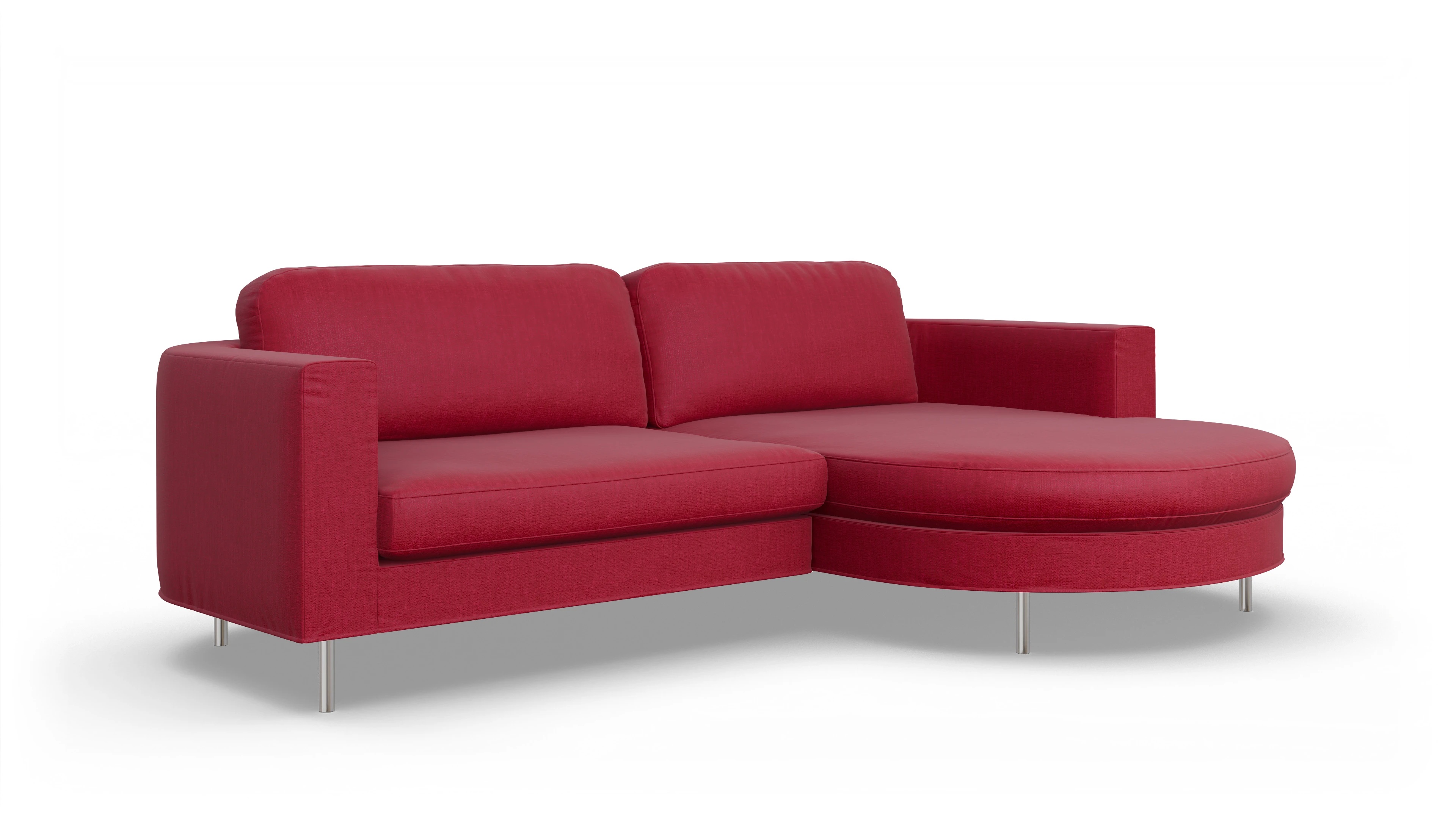 Ansicht des Produktes Girando Sofa mit Rec rechts in Stoff rot