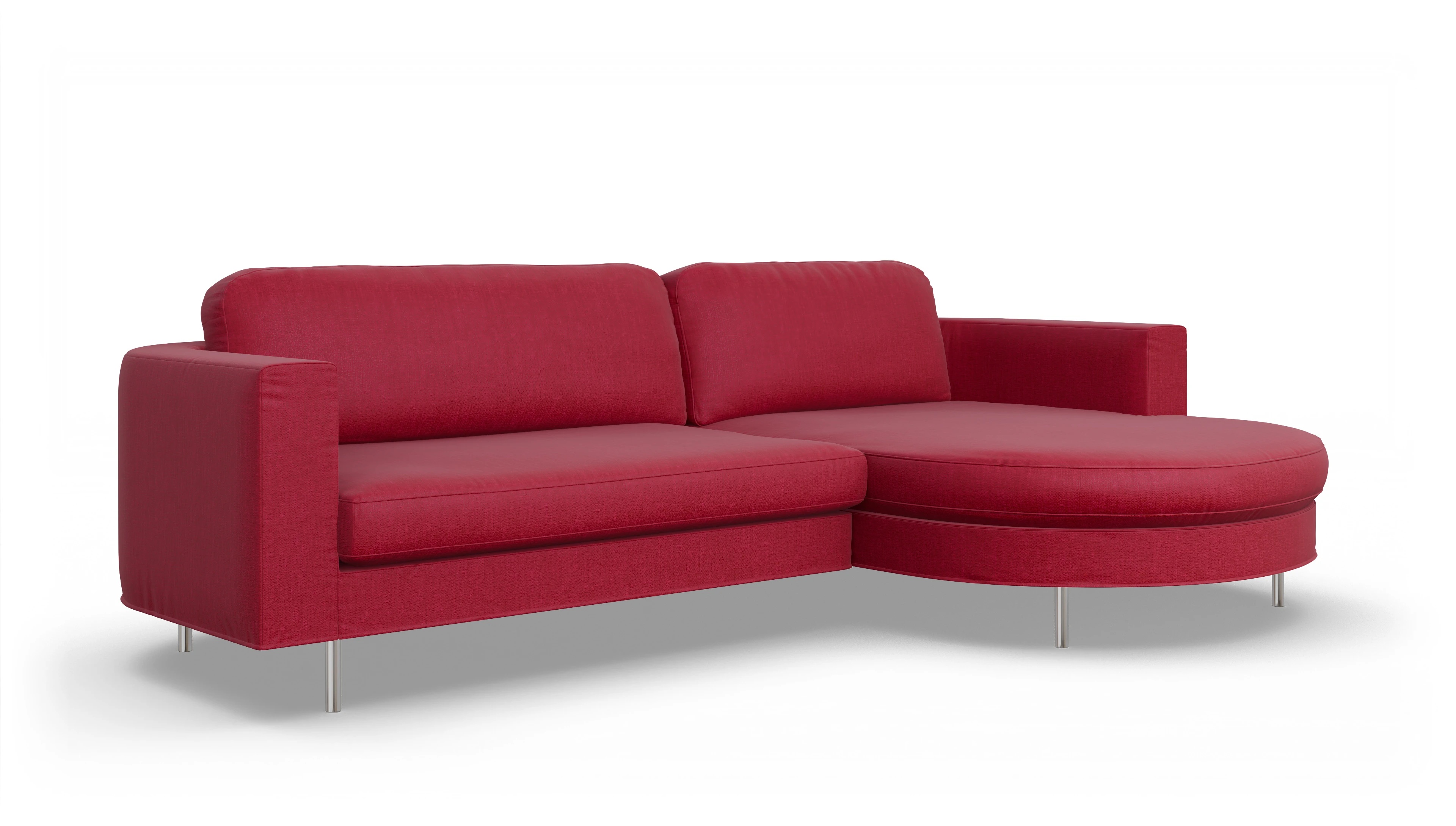Designer-Stoffsofa Girando Ansicht des Produktes Girando Sofa mit Rec rechts in Stoff rot