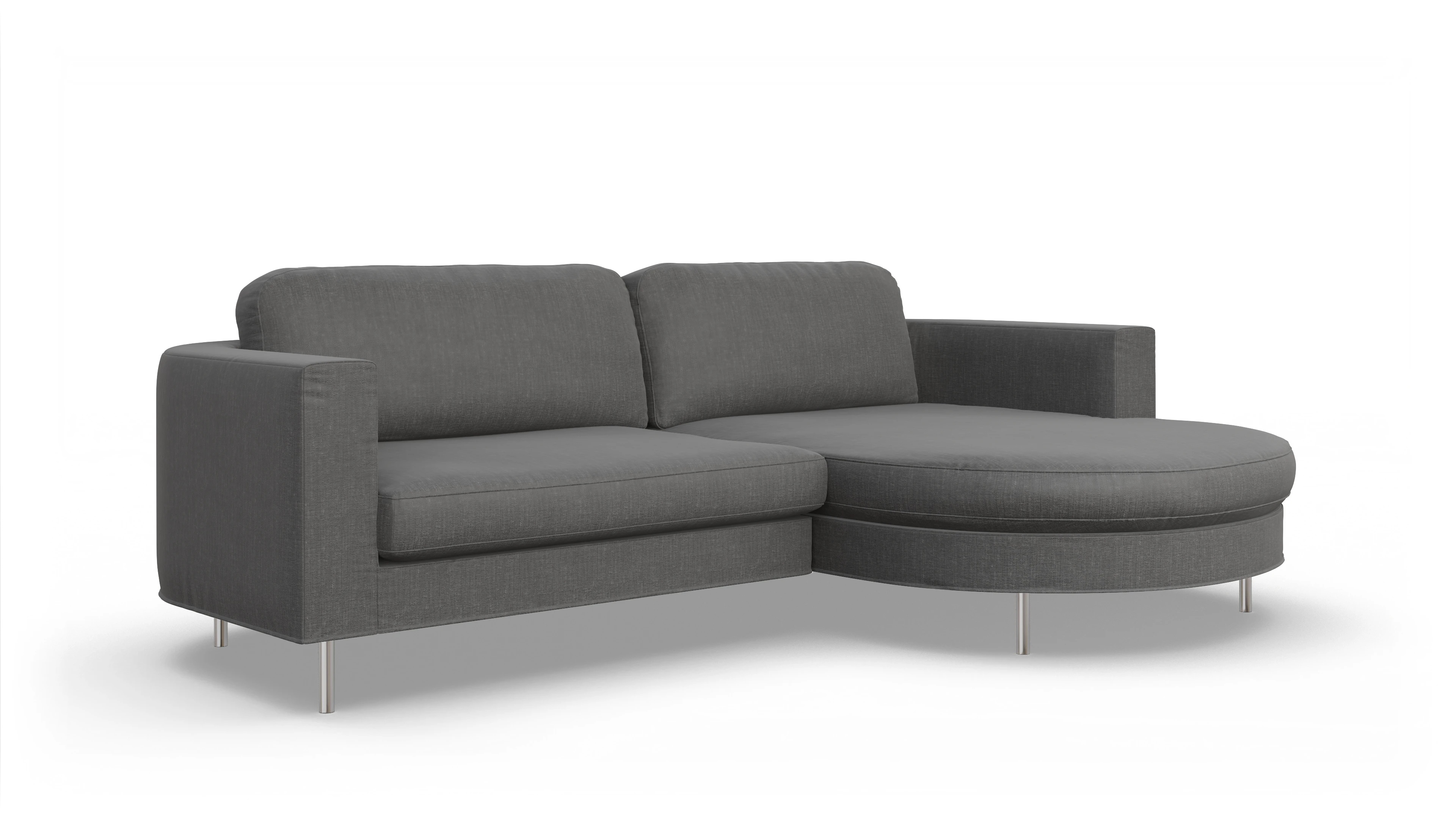 Ansicht des Produktes Girando Sofa mit Rec rechts in Stoff grau