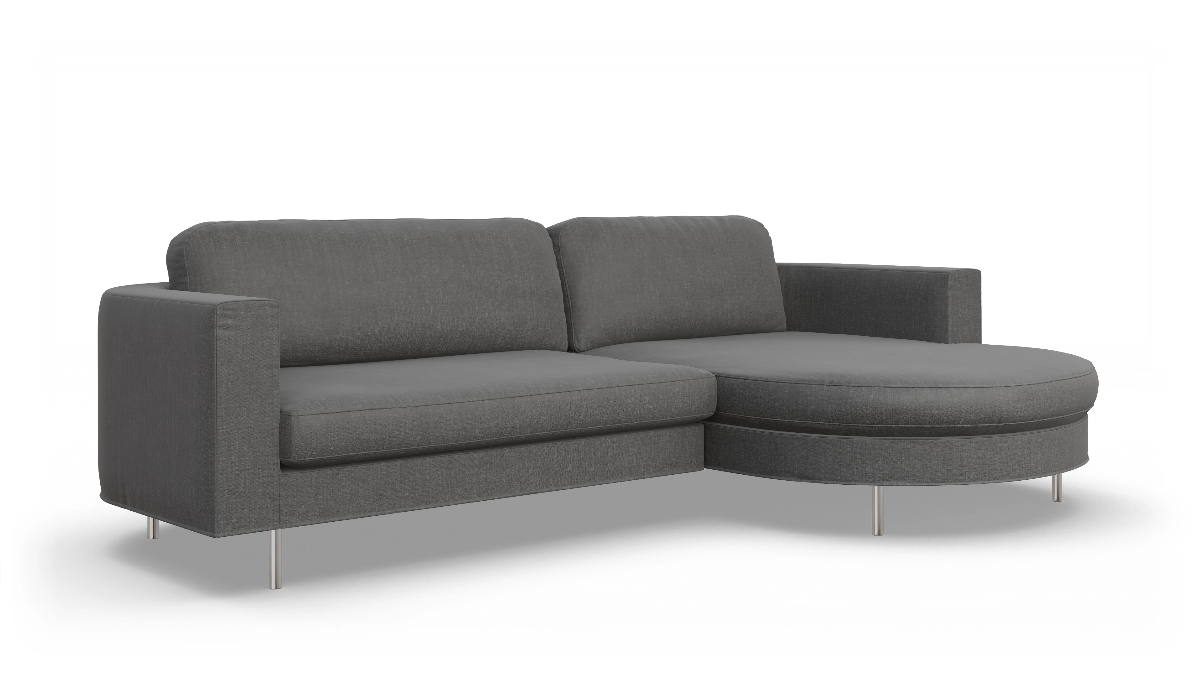 Ansicht des Produktes Girando Sofa mit Rec rechts in Stoff grau