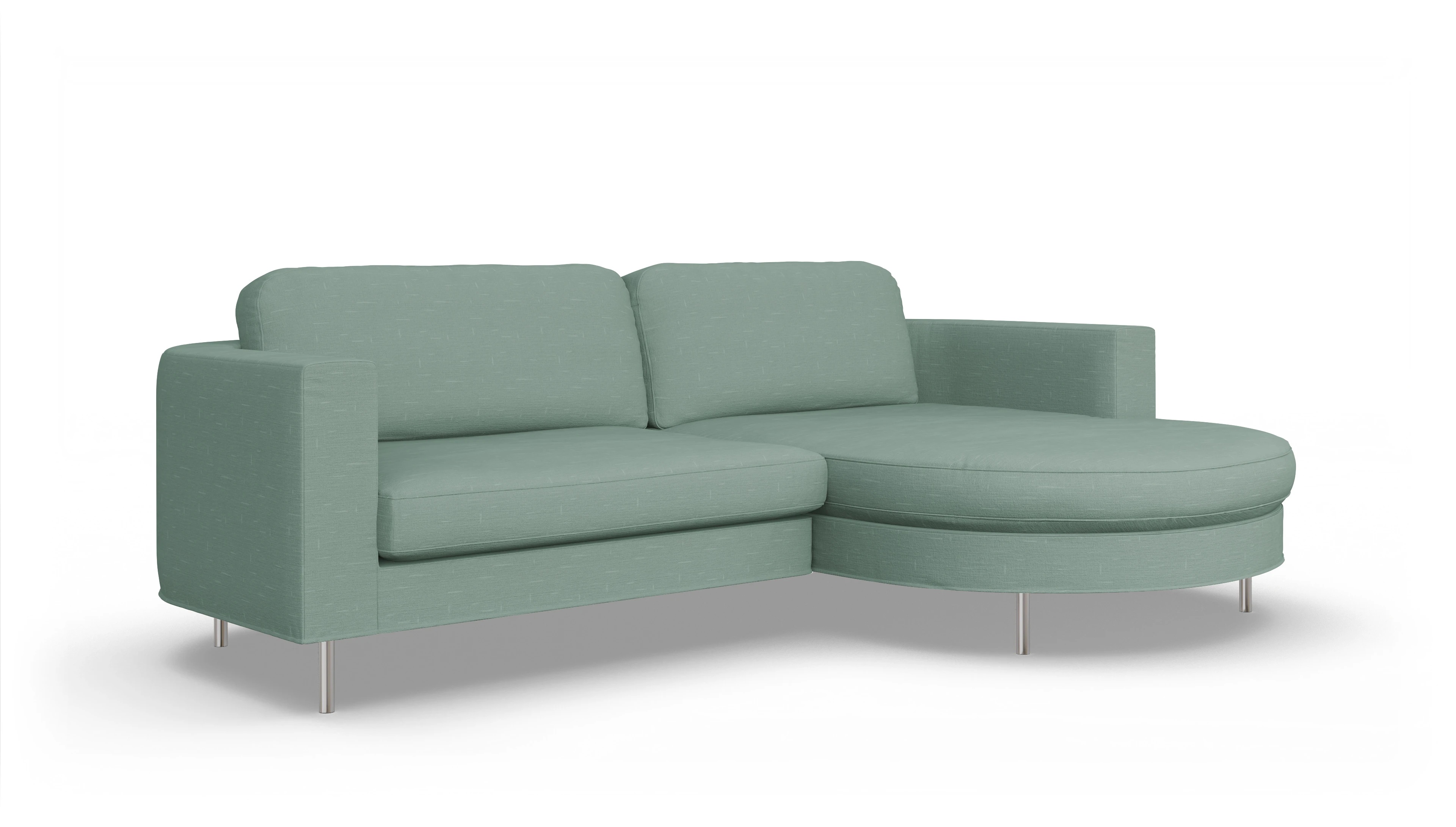 Ansicht des Produktes Girando Sofa mit Rec rechts in Stoff grün