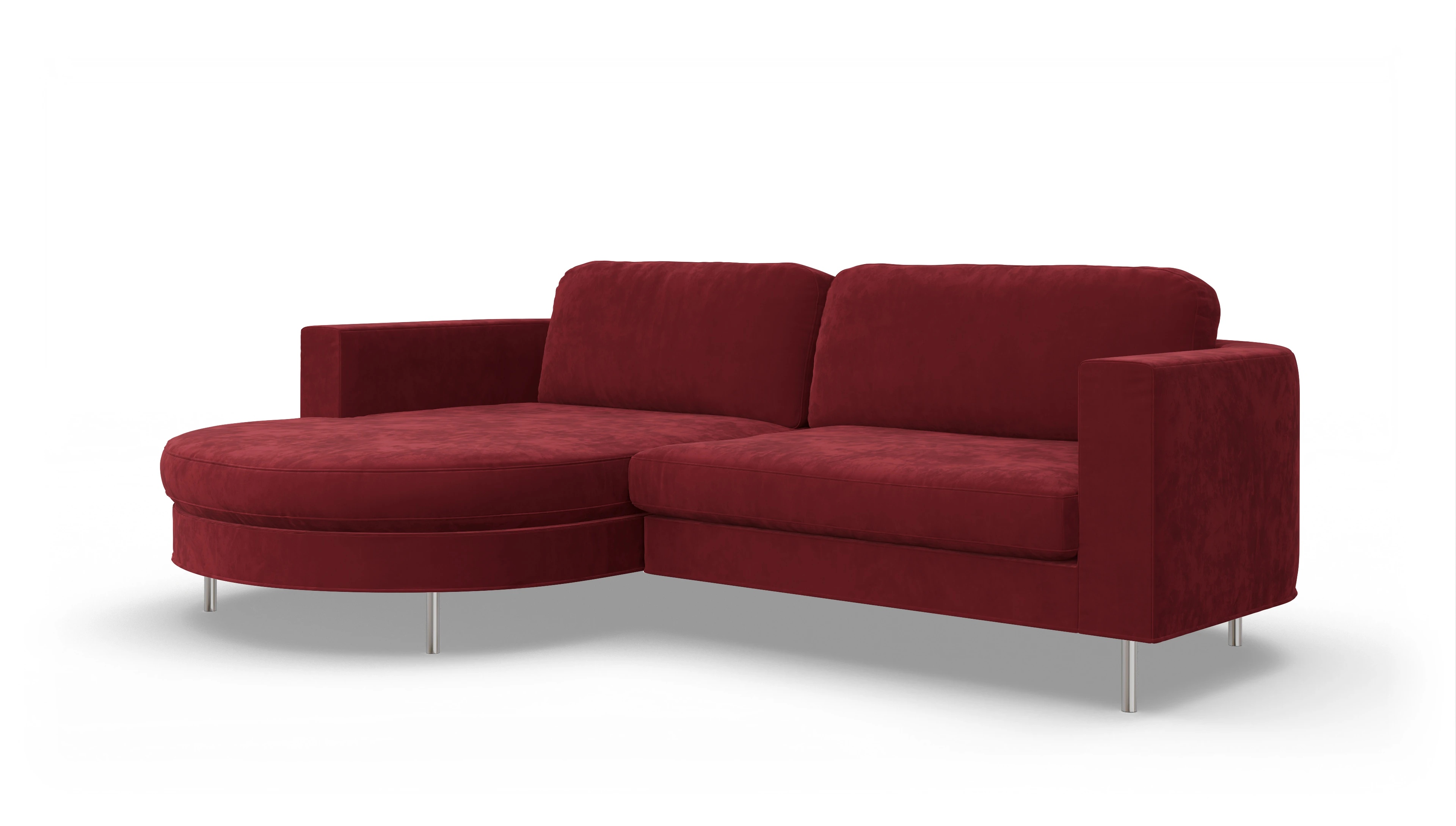 Ansicht des Produktes Girando Sofa mit Rec links in Samt rot
