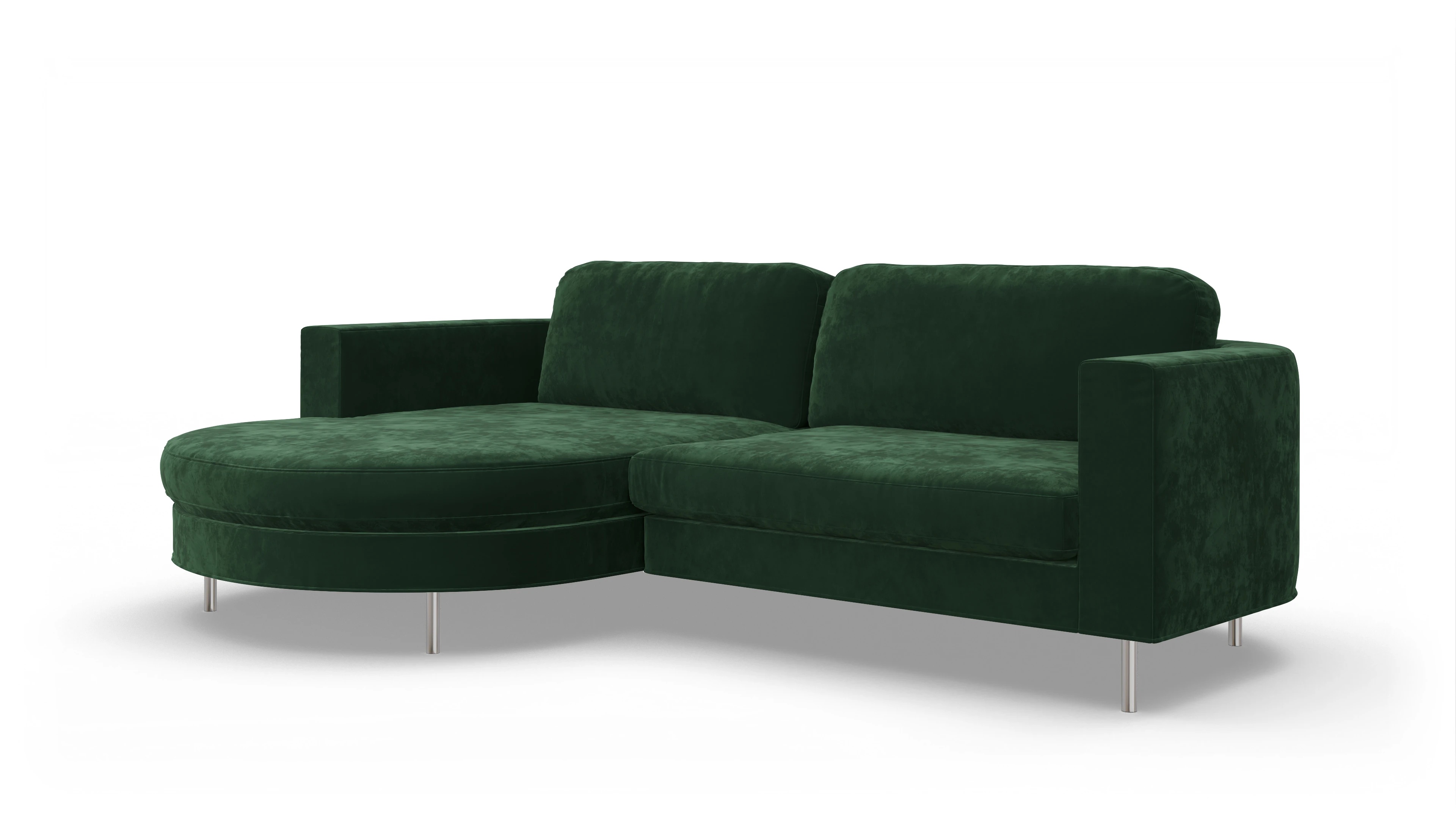 Designer-Stoffsofa Girando Ansicht des Produktes Girando Sofa mit Rec links in Samt grün