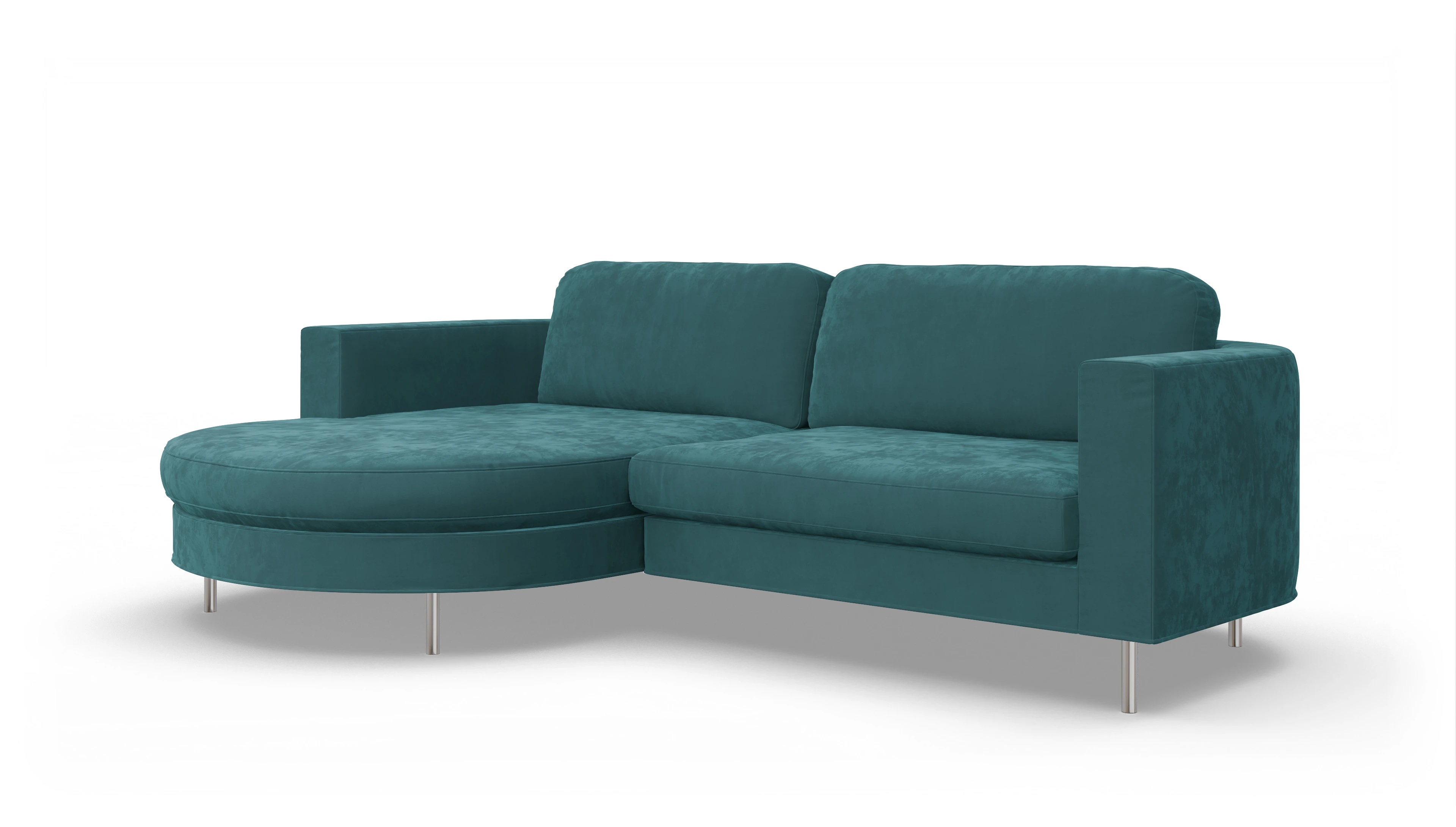 Ansicht des Produktes Girando Sofa mit Rec links in Samt blau