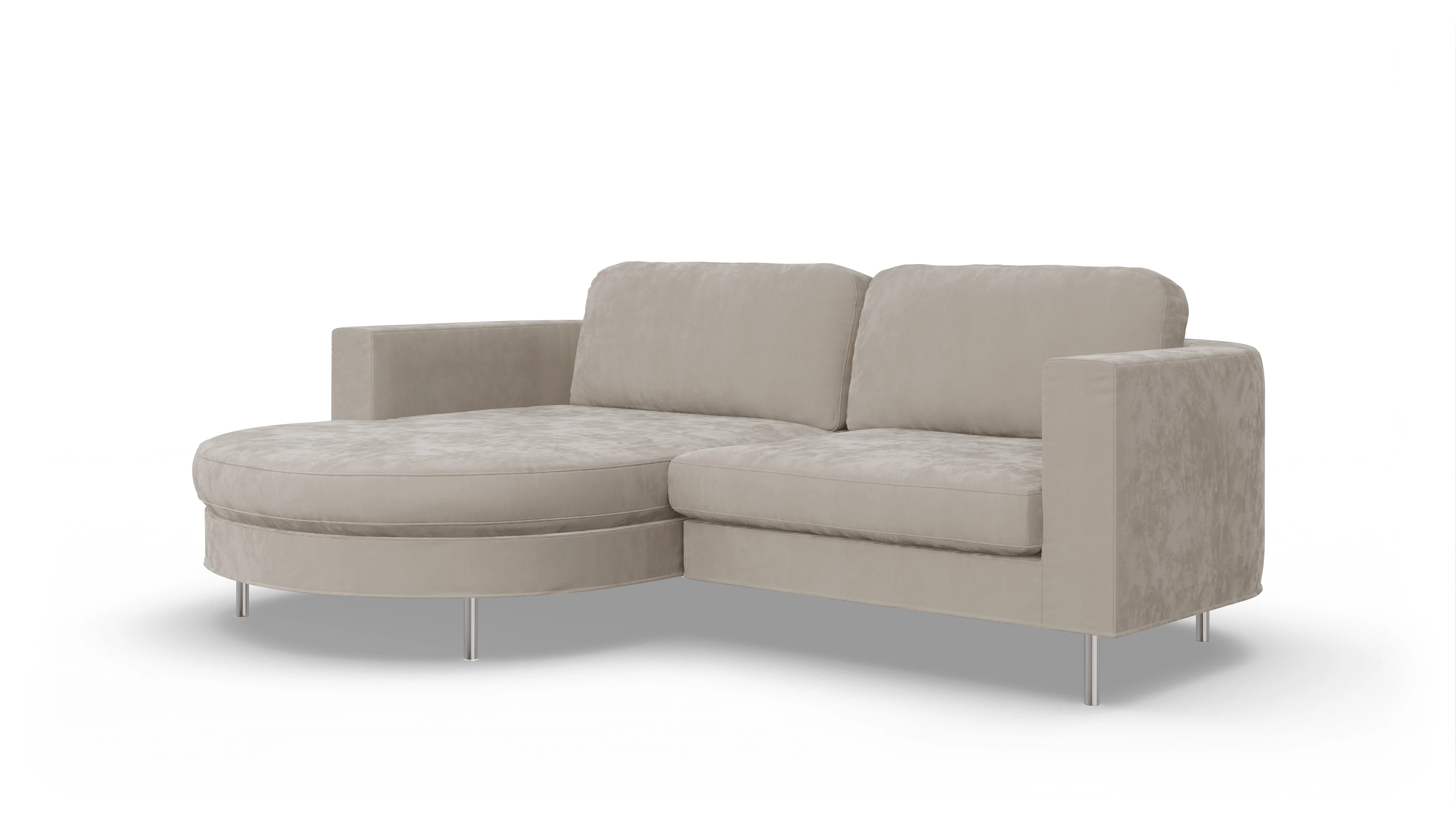 Designer-Stoffsofa Girando Ansicht des Produktes Girando Sofa mit Rec links in Samt weiß