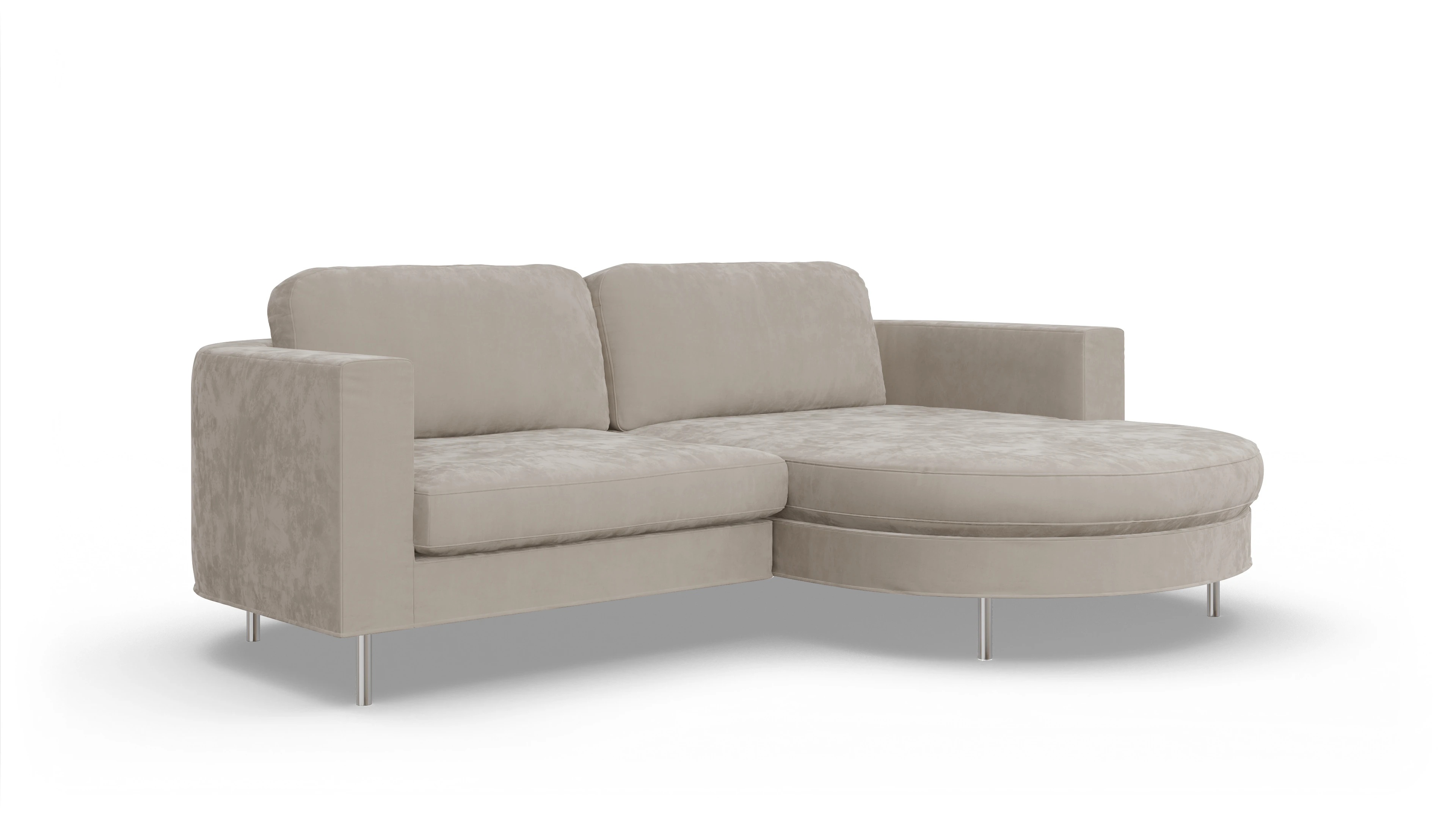 Designer-Stoffsofa Girando Ansicht des Produktes Girando Sofa mit Rec rechts in Samt weiß