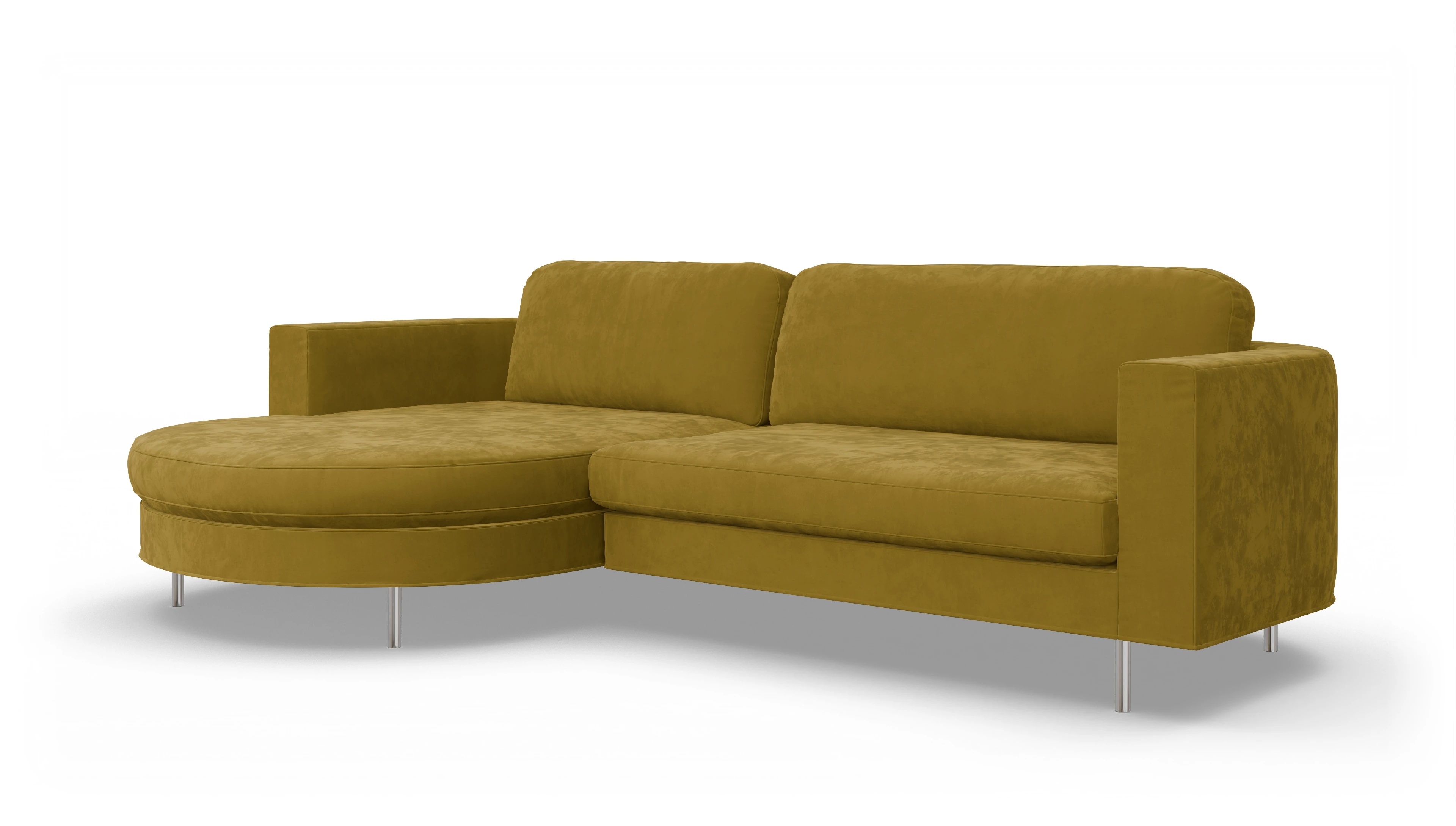 Ansicht des Produktes Girando Sofa mit Rec links in Samt gelb