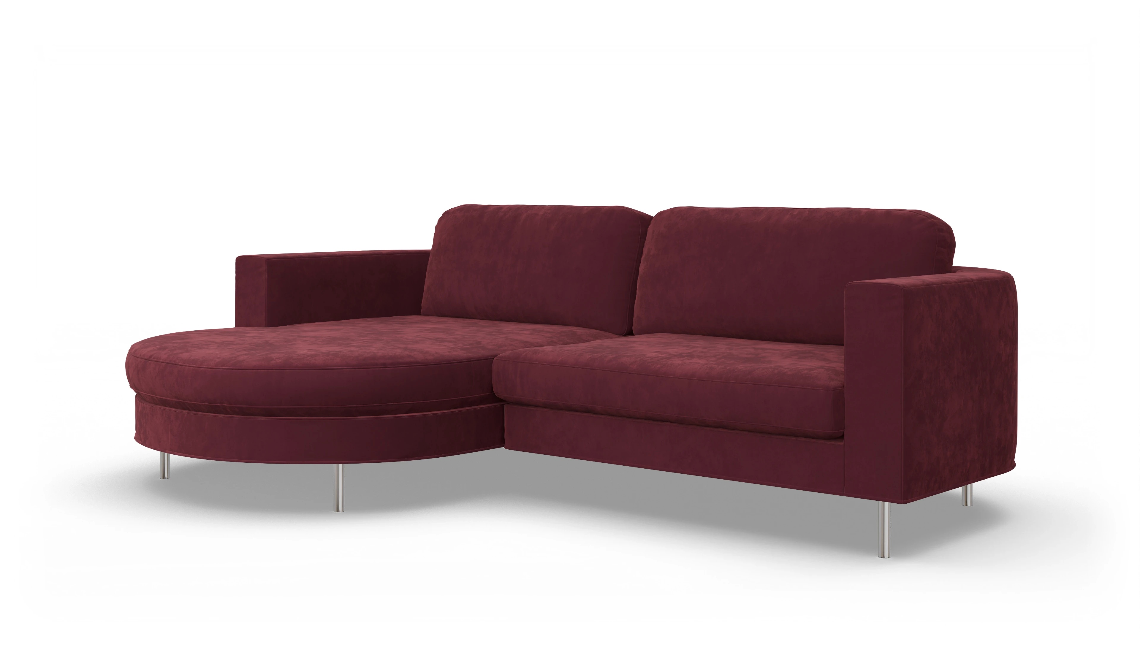 Ansicht des Produktes Girando Sofa mit Rec links in Samt rot