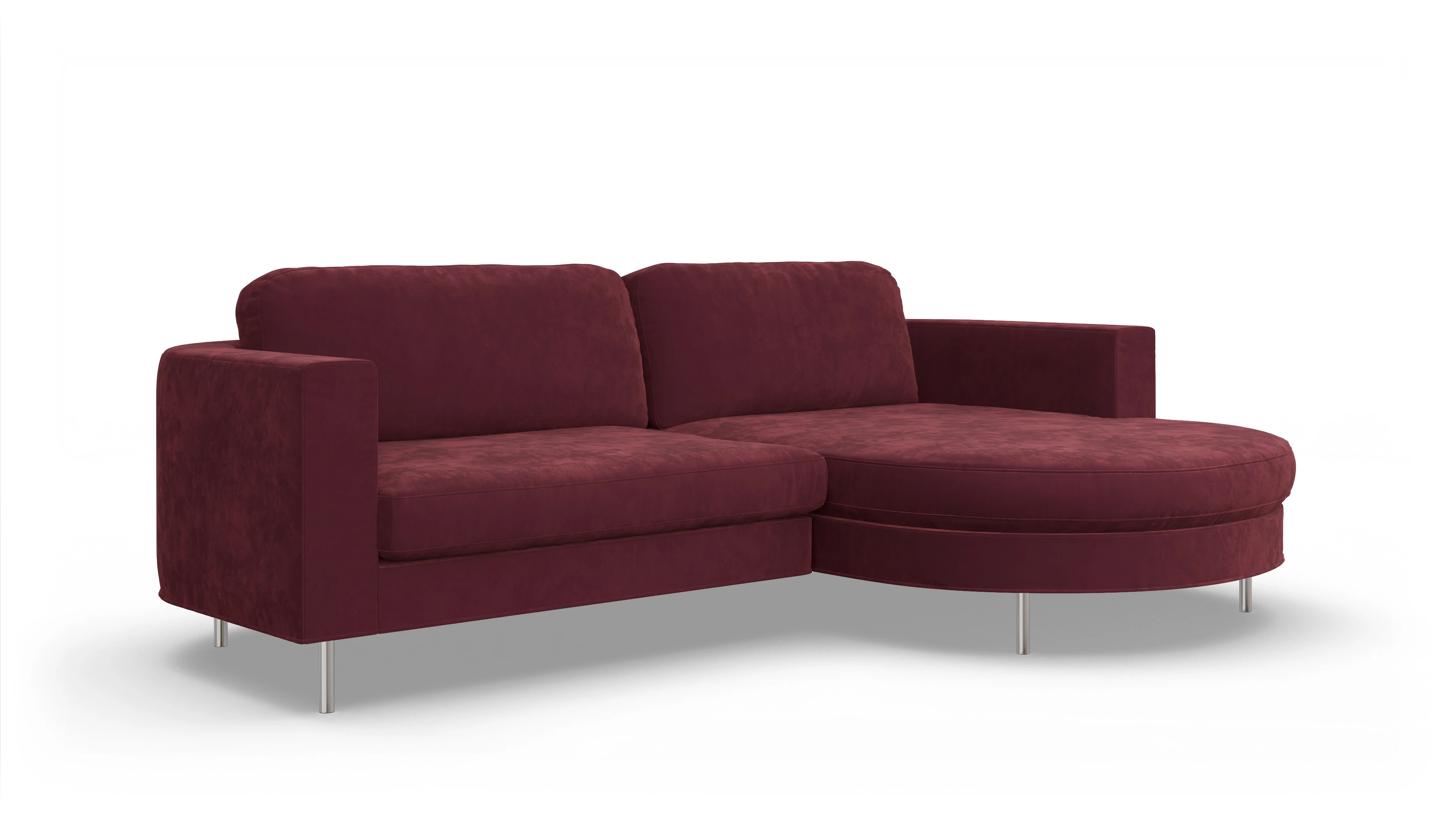 Designer-Stoffsofa Girando Ansicht des Produktes Girando Sofa mit Rec rechts in Samt rot