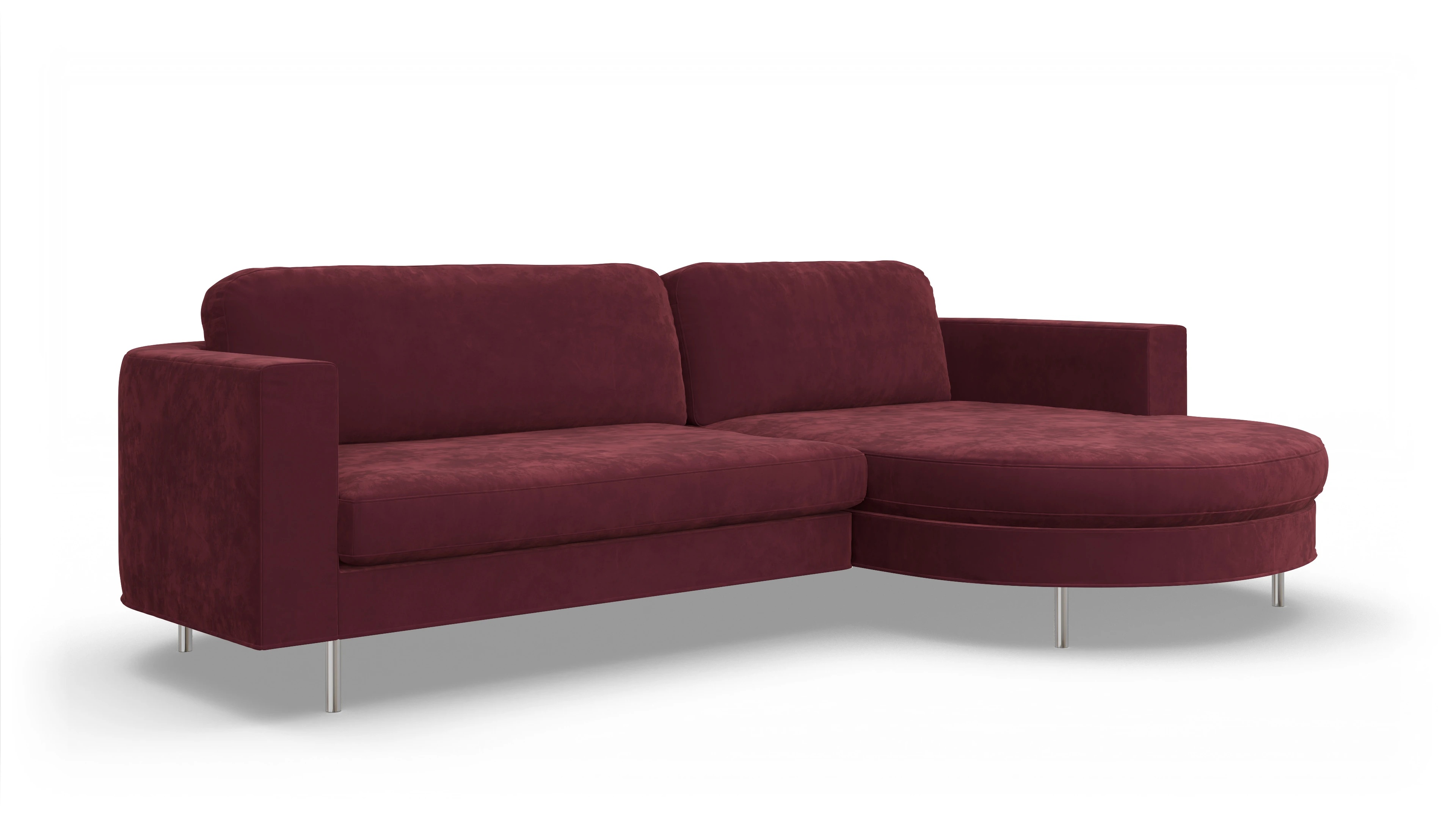 Designer-Stoffsofa Girando Ansicht des Produktes Girando Sofa mit Rec rechts in Samt rot