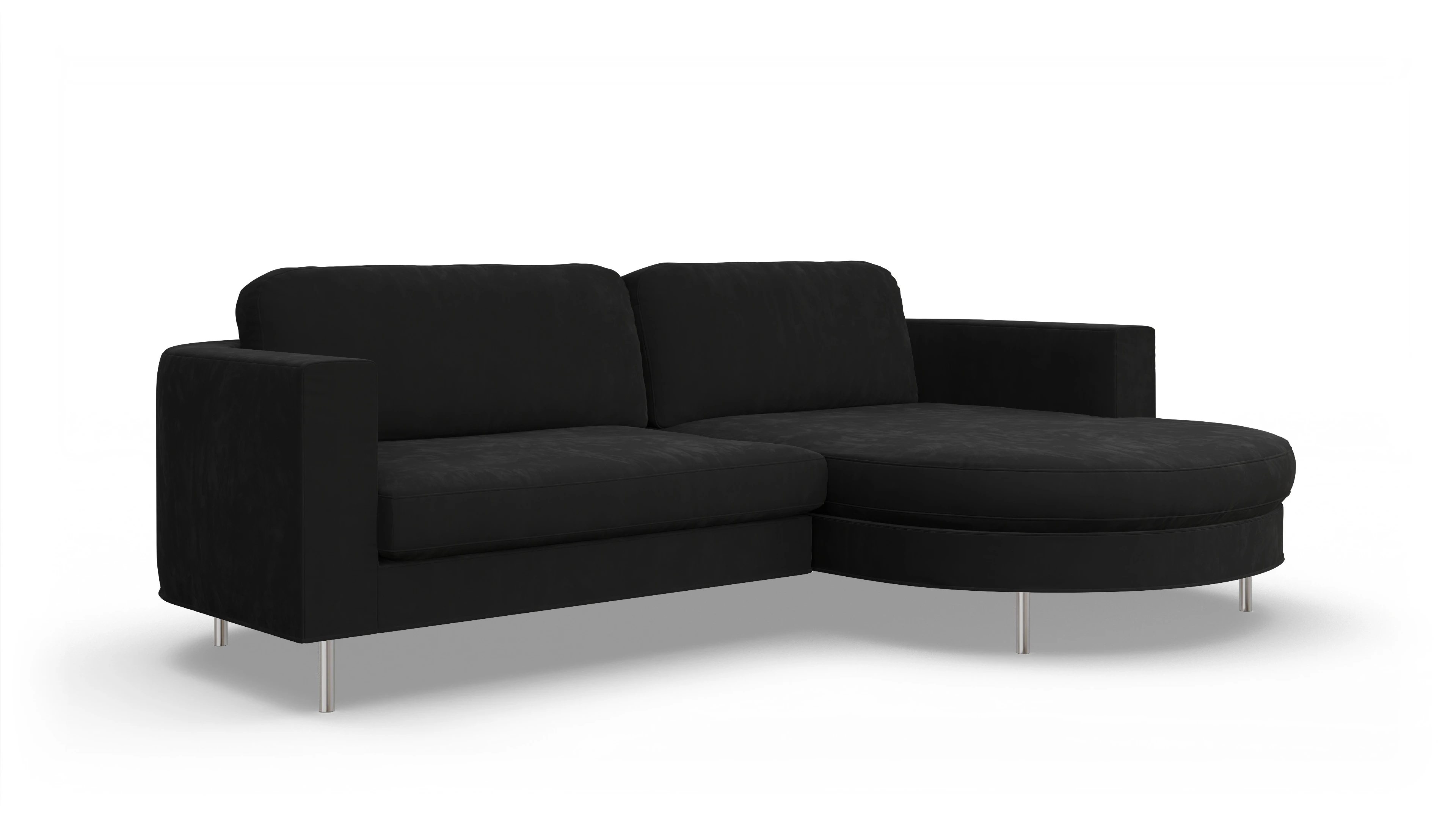 Designer-Stoffsofa Girando Ansicht des Produktes Girando Sofa mit Rec rechts in Samt schwarz