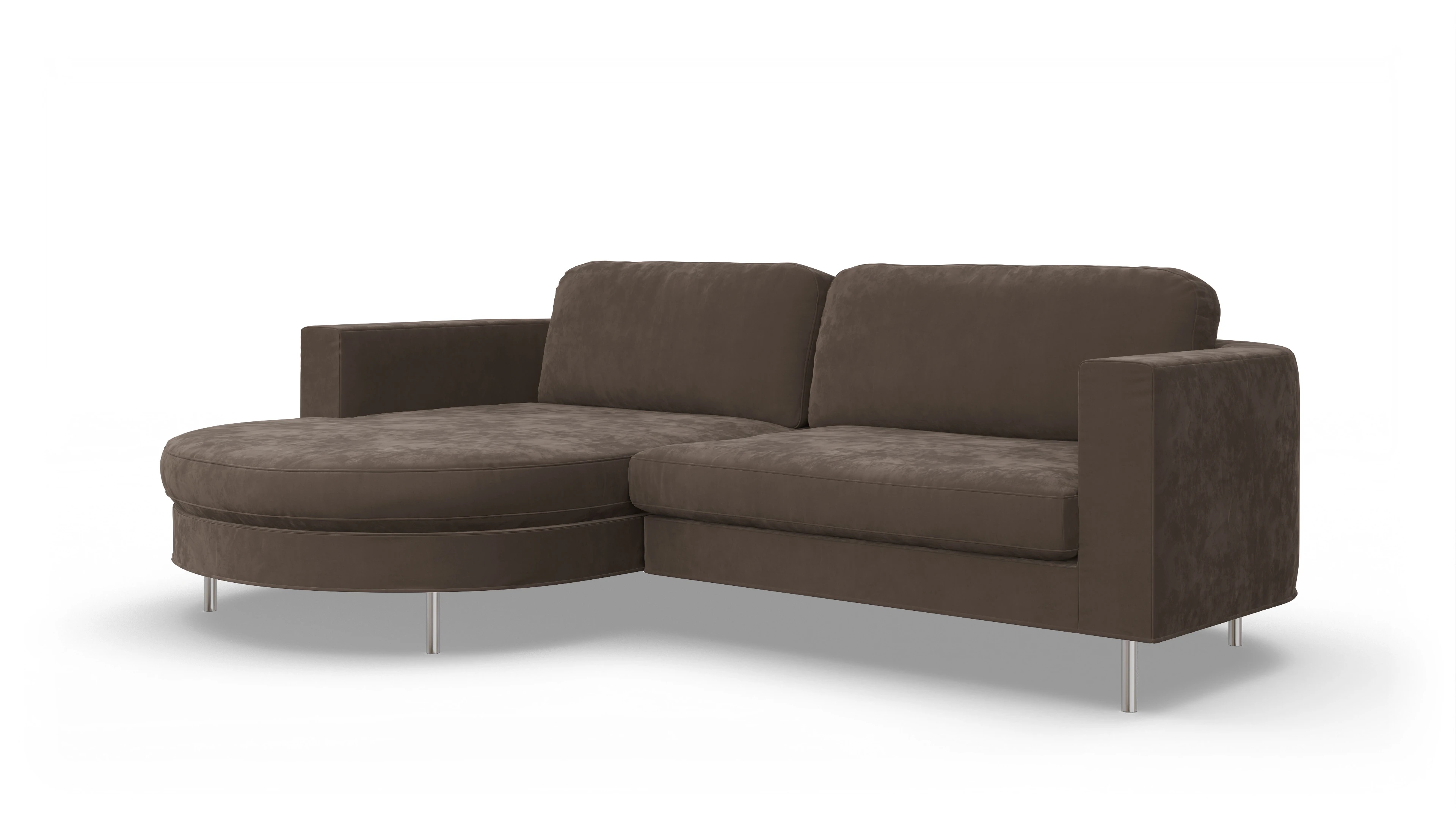Ansicht des Produktes Girando Sofa mit Rec links in Samt braun