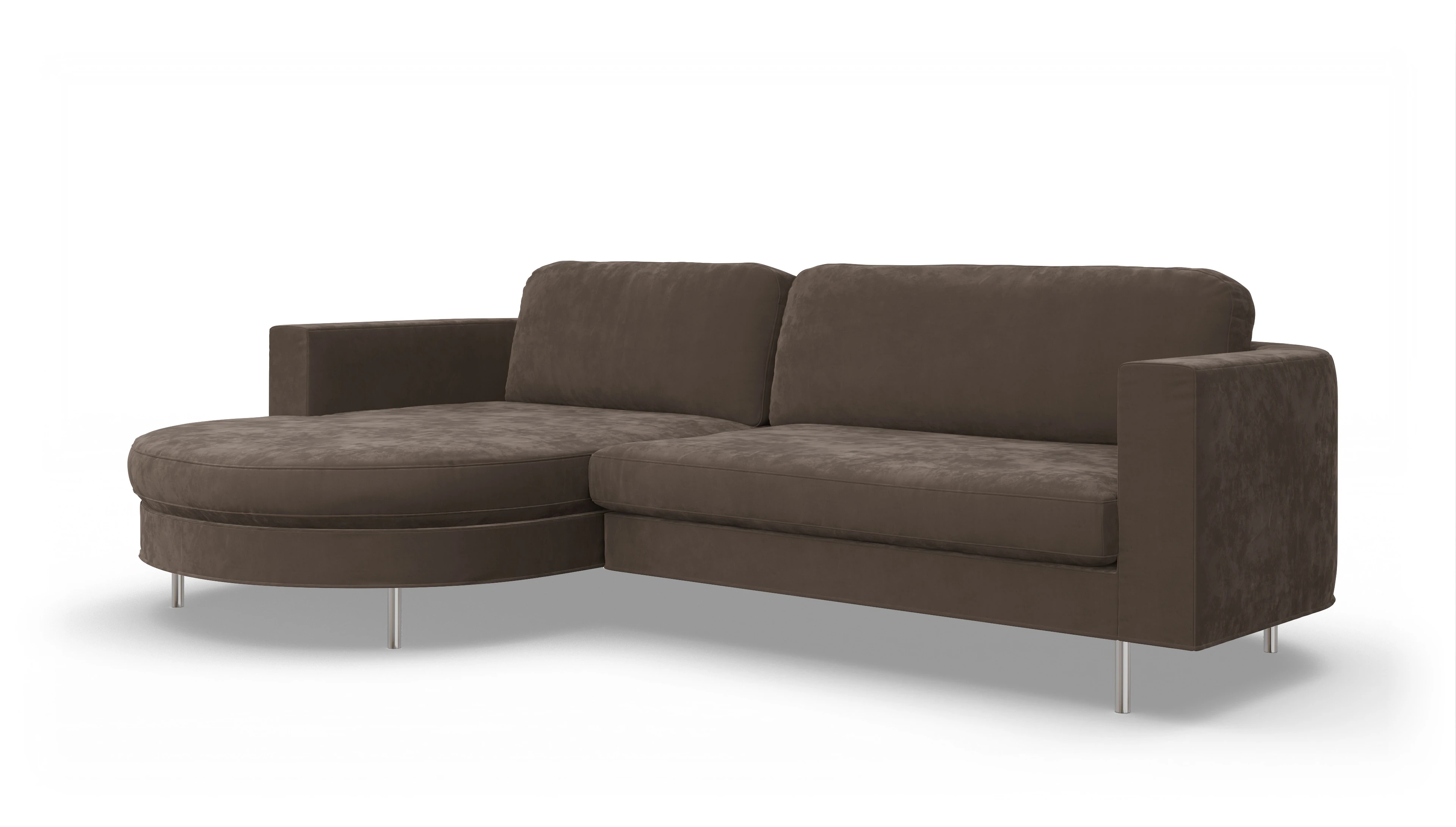 Ansicht des Produktes Girando Sofa mit Rec links in Samt braun