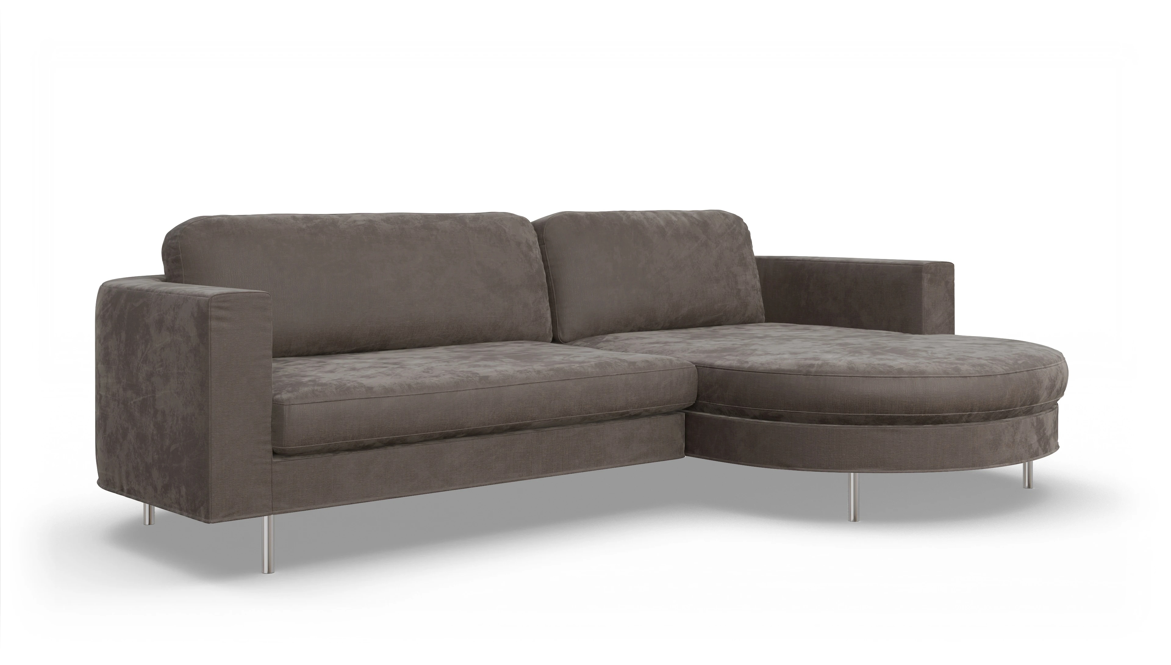 Ansicht des Produktes Girando Sofa mit Rec rechts in Stoff braun
