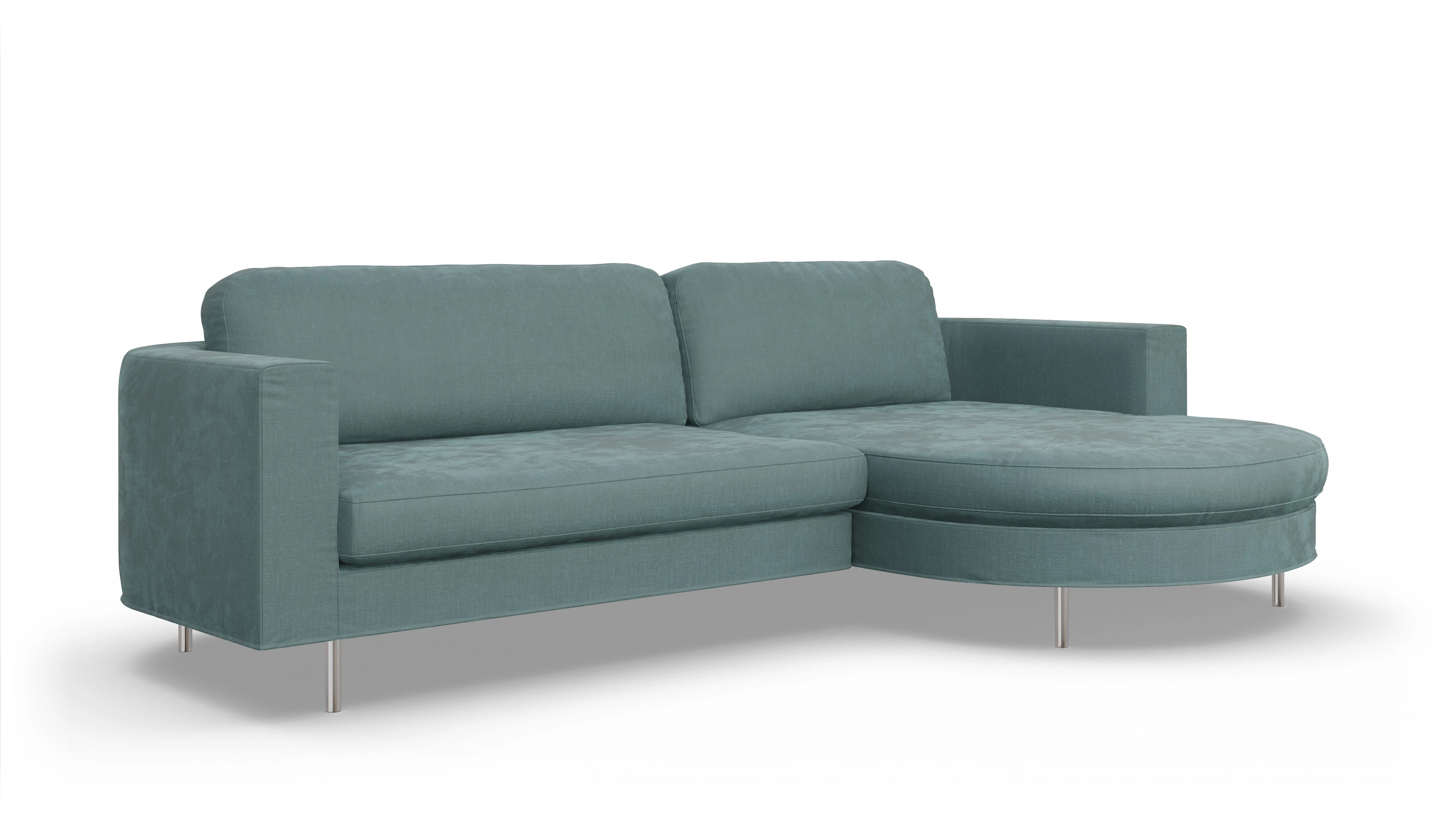 Ansicht des Produktes Girando Sofa mit Rec rechts in Stoff blau