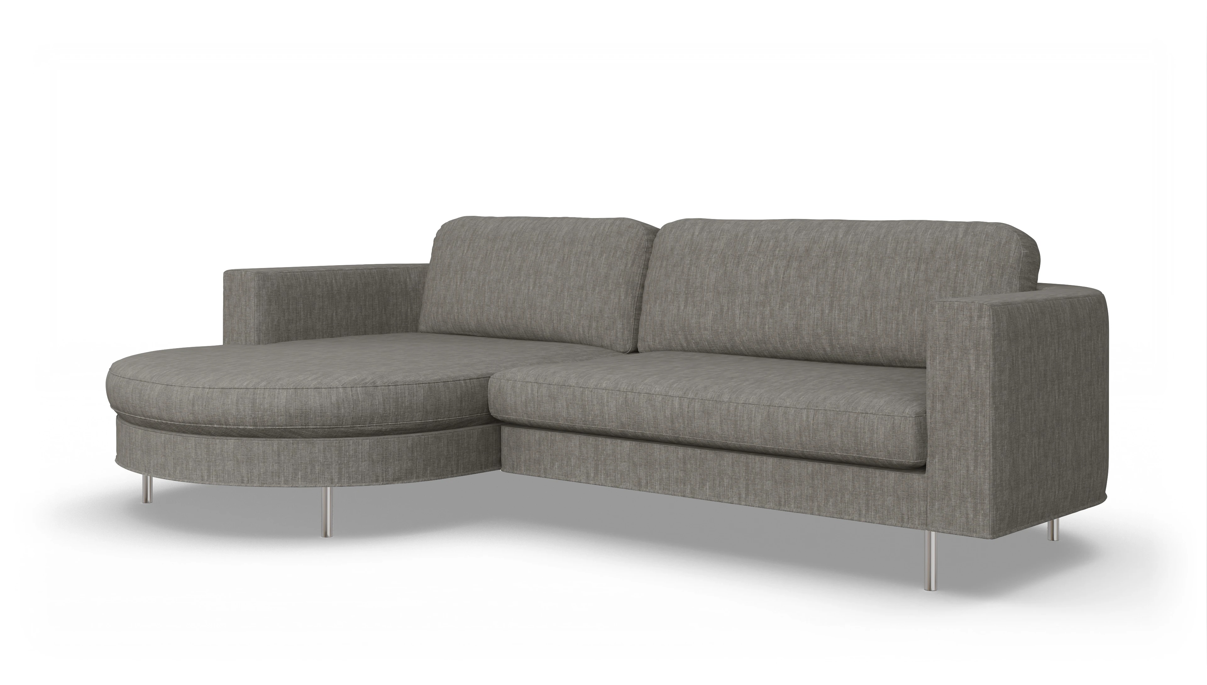 Designer-Stoffsofa Girando Ansicht des Produktes Girando Sofa mit Rec links in Stoff grau