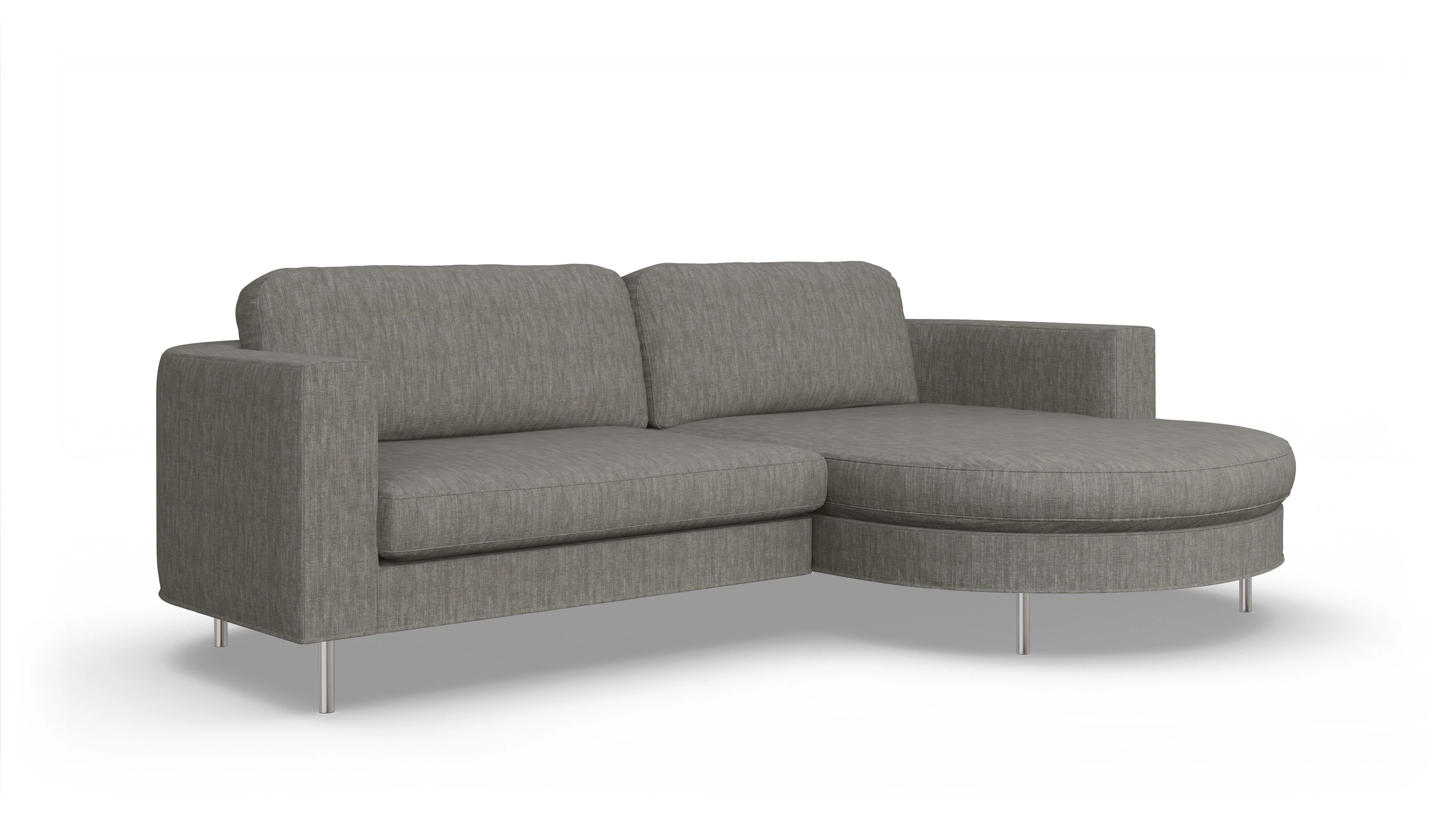 Designer-Stoffsofa Girando Ansicht des Produktes Girando Sofa mit Rec rechts in Stoff grau