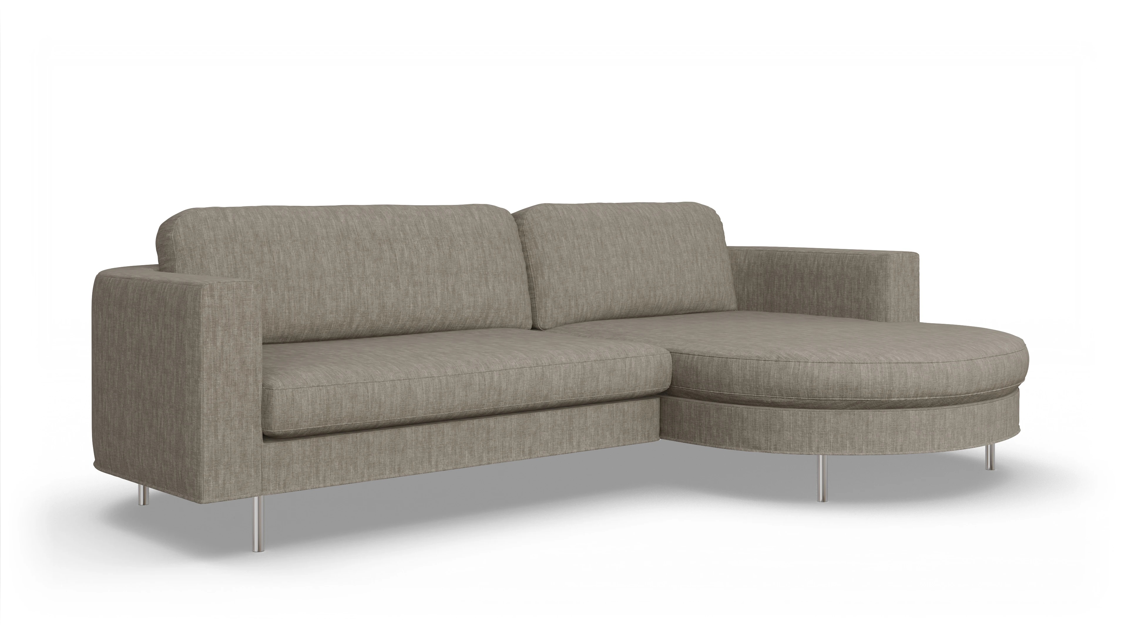 Designer-Stoffsofa Girando Ansicht des Produktes Girando Sofa mit Rec rechts in Stoff beige