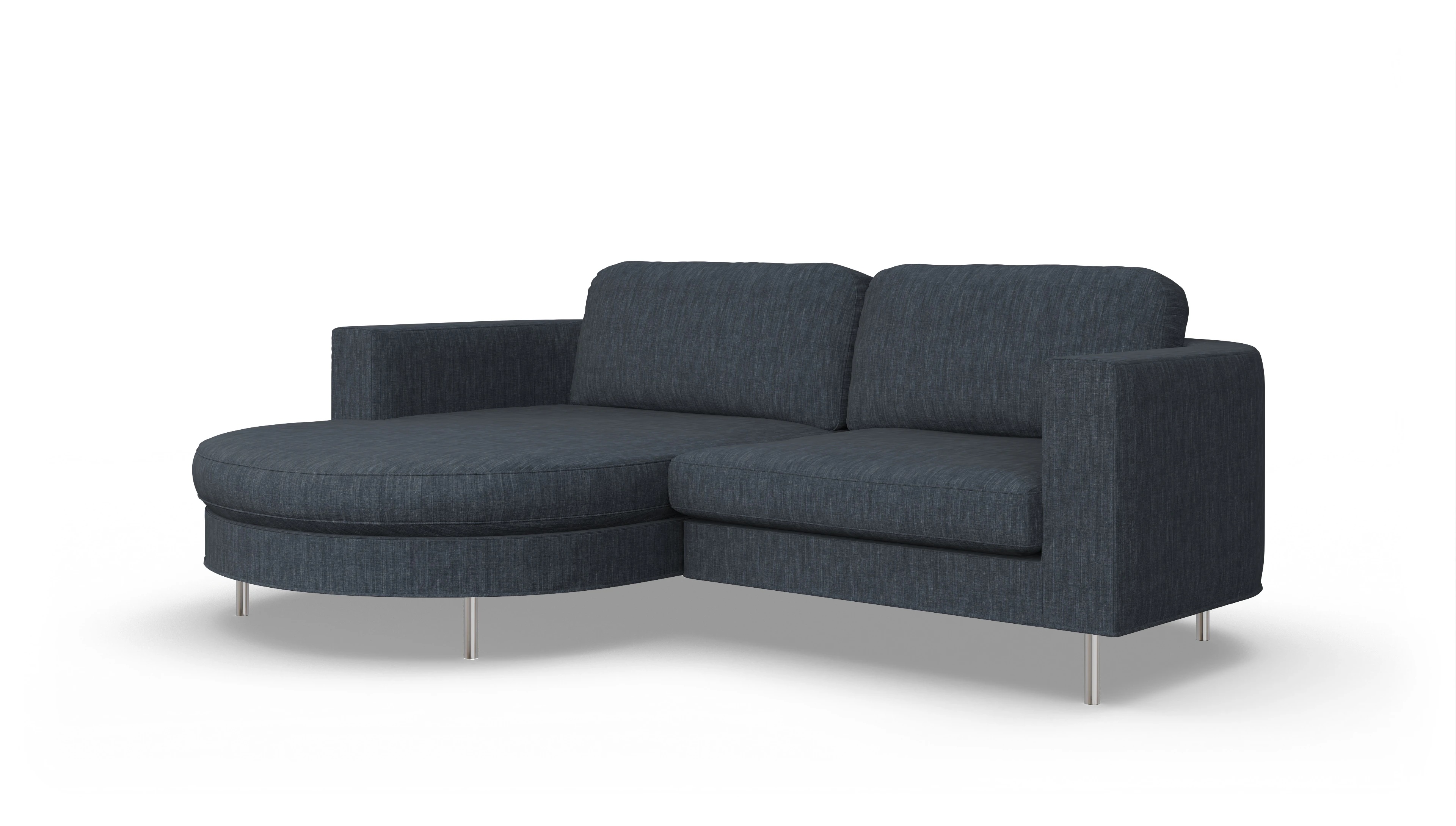 Designer-Stoffsofa Girando Ansicht des Produktes Girando Sofa mit Rec links in Stoff grau
