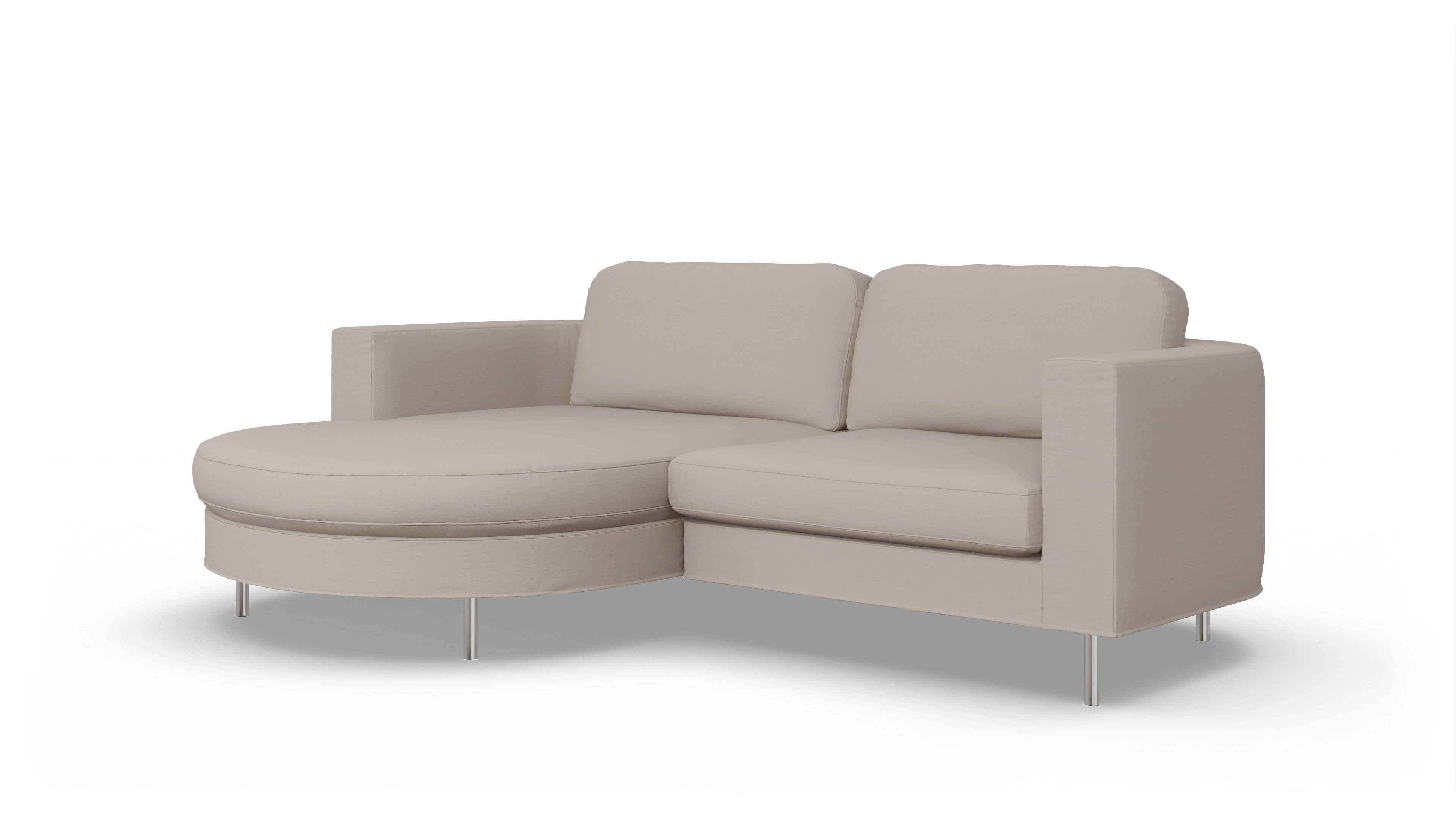 Designer-Stoffsofa Girando Ansicht des Produktes Girando Sofa mit Rec links in Stoff beige
