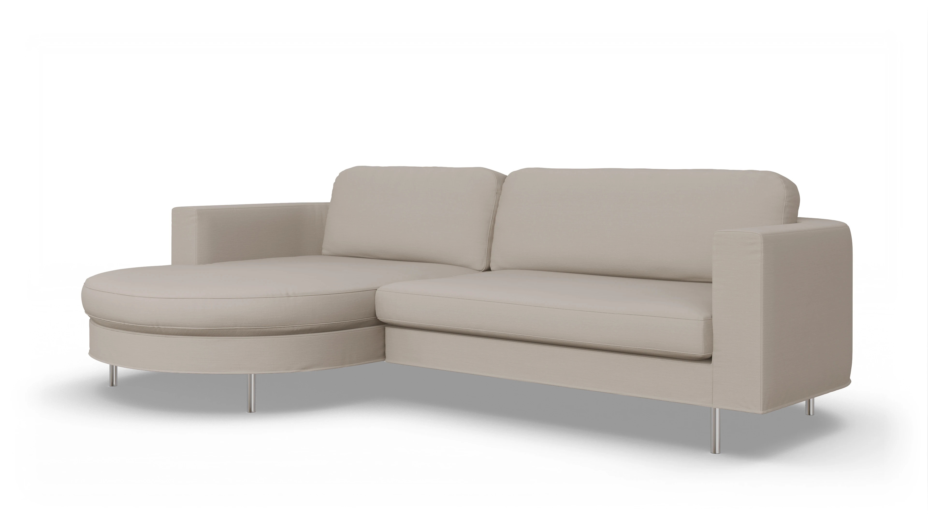 Designer-Stoffsofa Girando Ansicht des Produktes Girando Sofa mit Rec links in Stoff beige