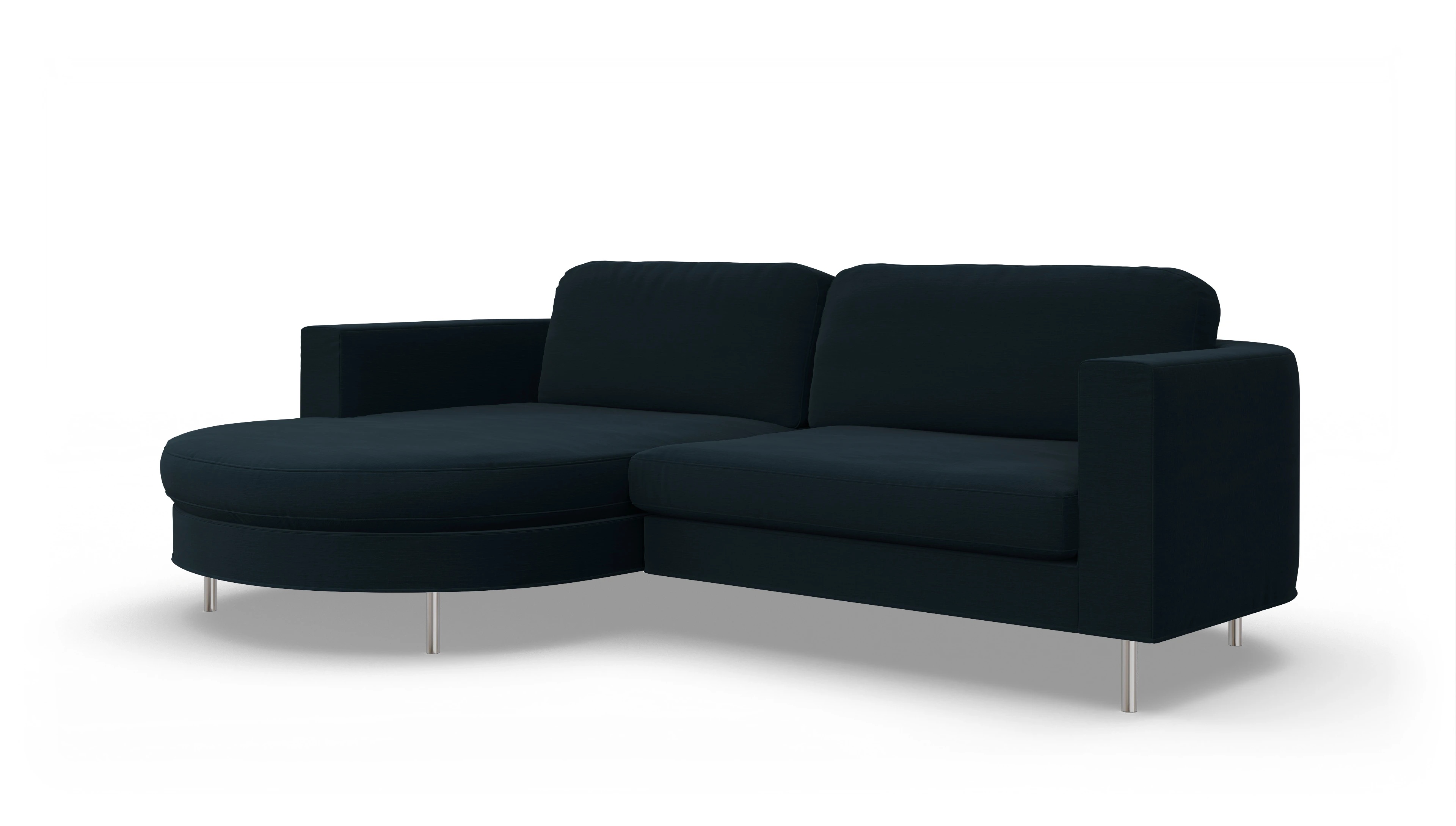 Designer-Stoffsofa Girando Ansicht des Produktes Girando Sofa mit Rec links in Stoff blau