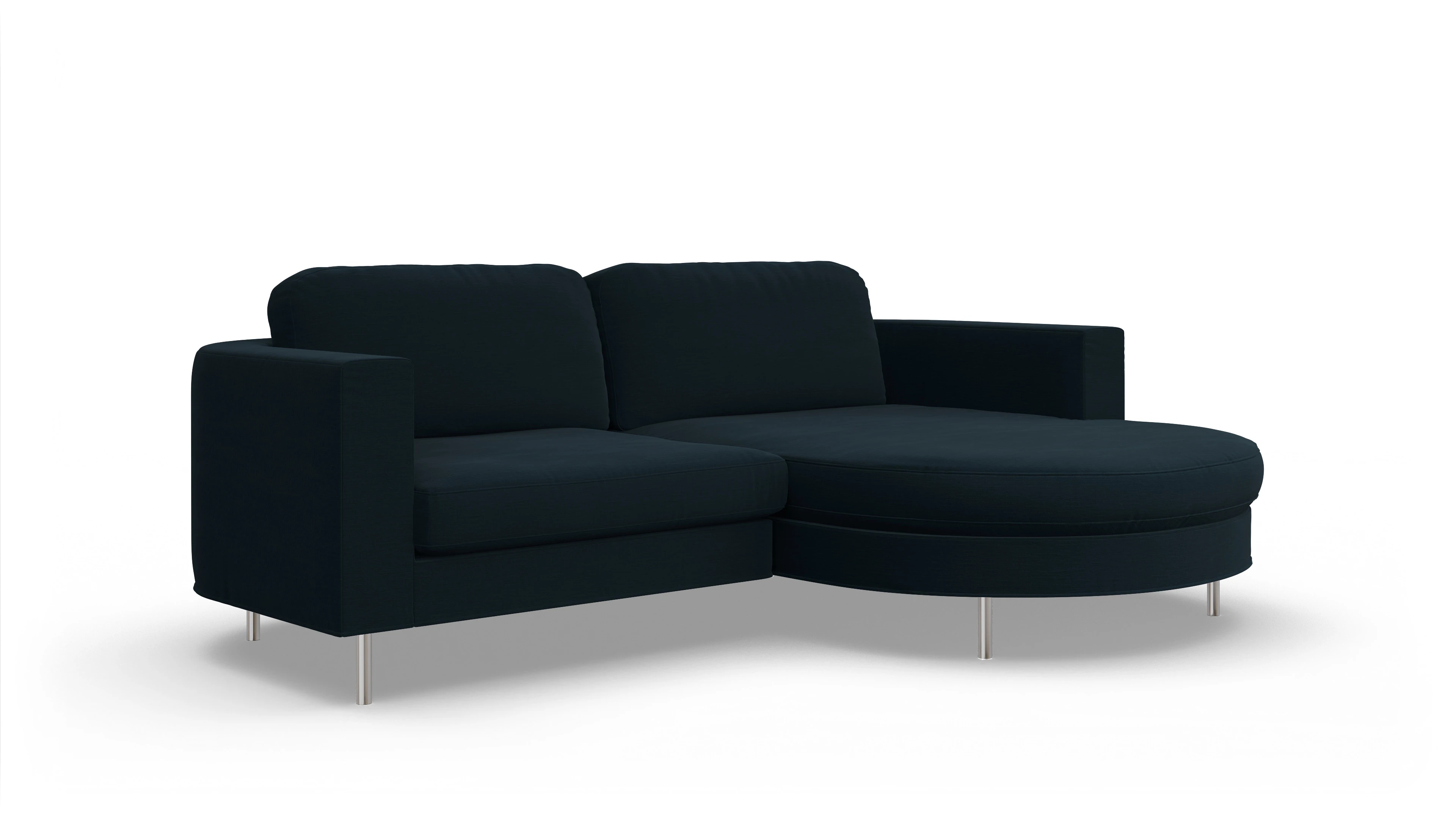 Designer-Stoffsofa Girando Ansicht des Produktes Girando Sofa mit Rec rechts in Stoff blau