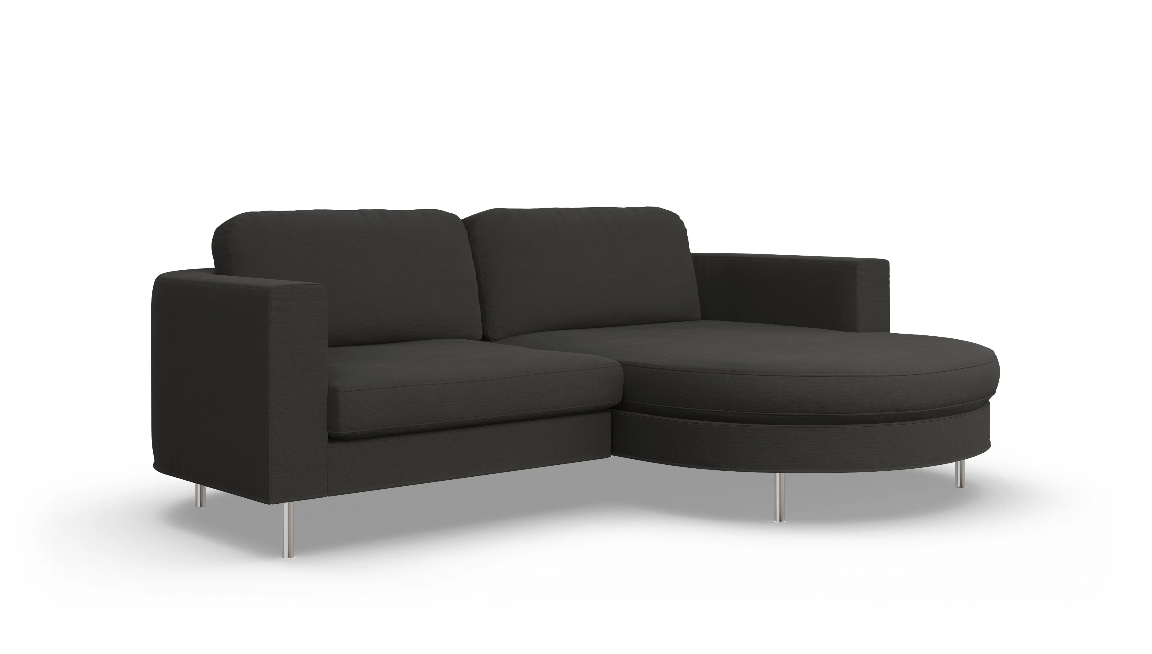 Designer-Stoffsofa Girando Ansicht des Produktes Girando Sofa mit Rec rechts in Stoff grau